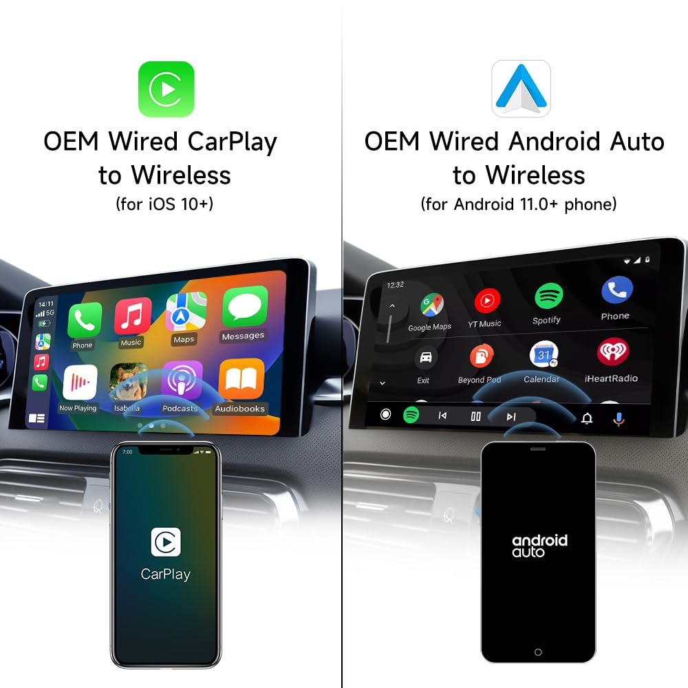 Carlinkit 5.0   Wireless Carplay Adapter 2Air For Wired Carplay & Wired Android Auto Cars   Simple Design | Usb C To Usb A | Usb C To Usb C | Wired To Wireless | Wider Compatibility