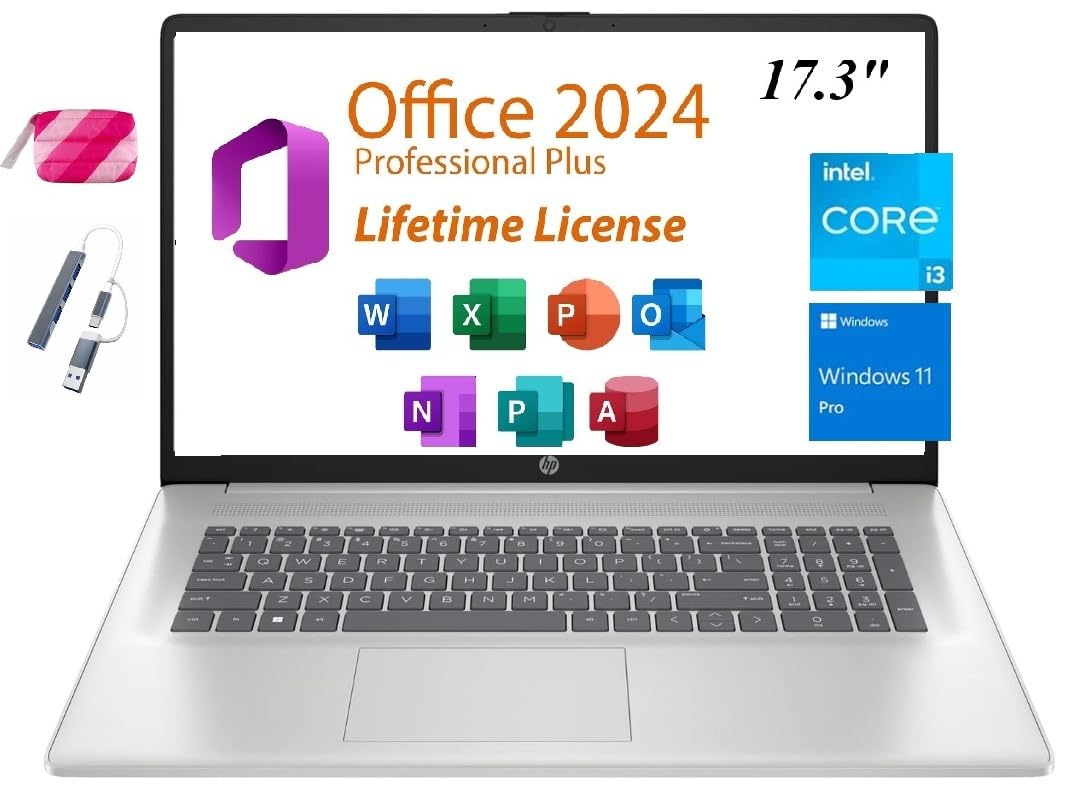 HP 2025 Premium 17 Laptop, 17.3    HD+ Display, Lifetime Office 2024, Intel Core i3-N305 Processor,32GB RAM, 2TB PCIe SSD, Wi-Fi