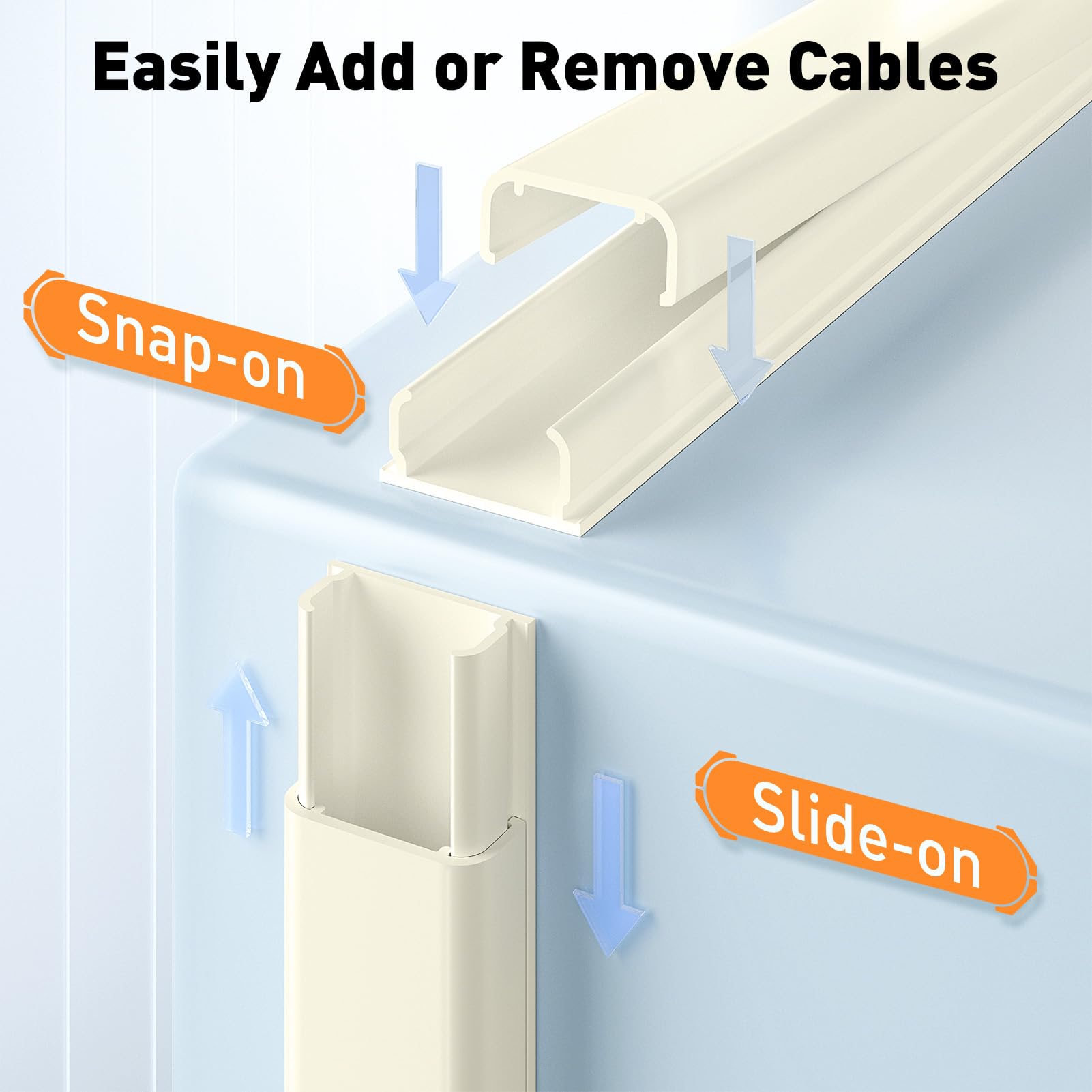 Delamu Beige Cord Hider, 62.8In Beige Cable Hider, Cord Covers For Wires On Wall, Wire Hider Wire Covers For 2 3 Cords For Tv On