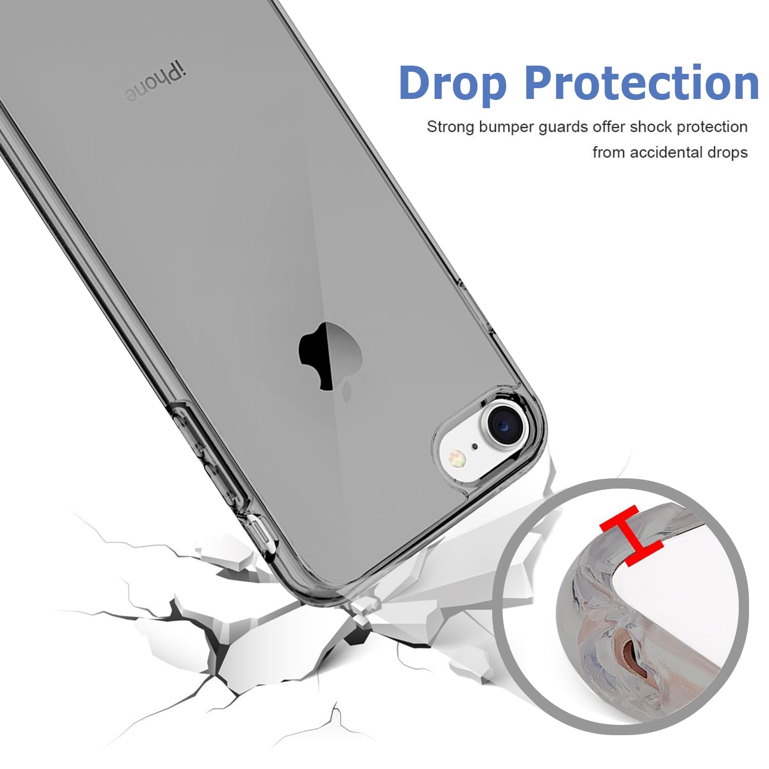 Tenoc Phone Case Compatible With Iphone Se (2Nd 2020 And 3Rd 2022 Generation) & Iphone 7 & Iphone 8, Gray Case Clear Shockproof