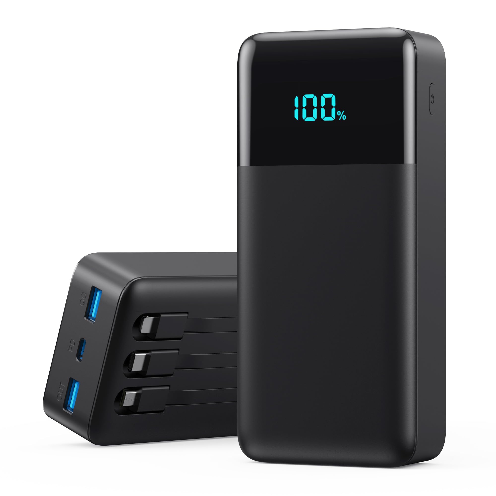 Portable Charger Power Bank 70800mAh,25W USB C Fast Charging Battery Pack with 3 Built in Cables & LED Display,6 Output 2 Input 