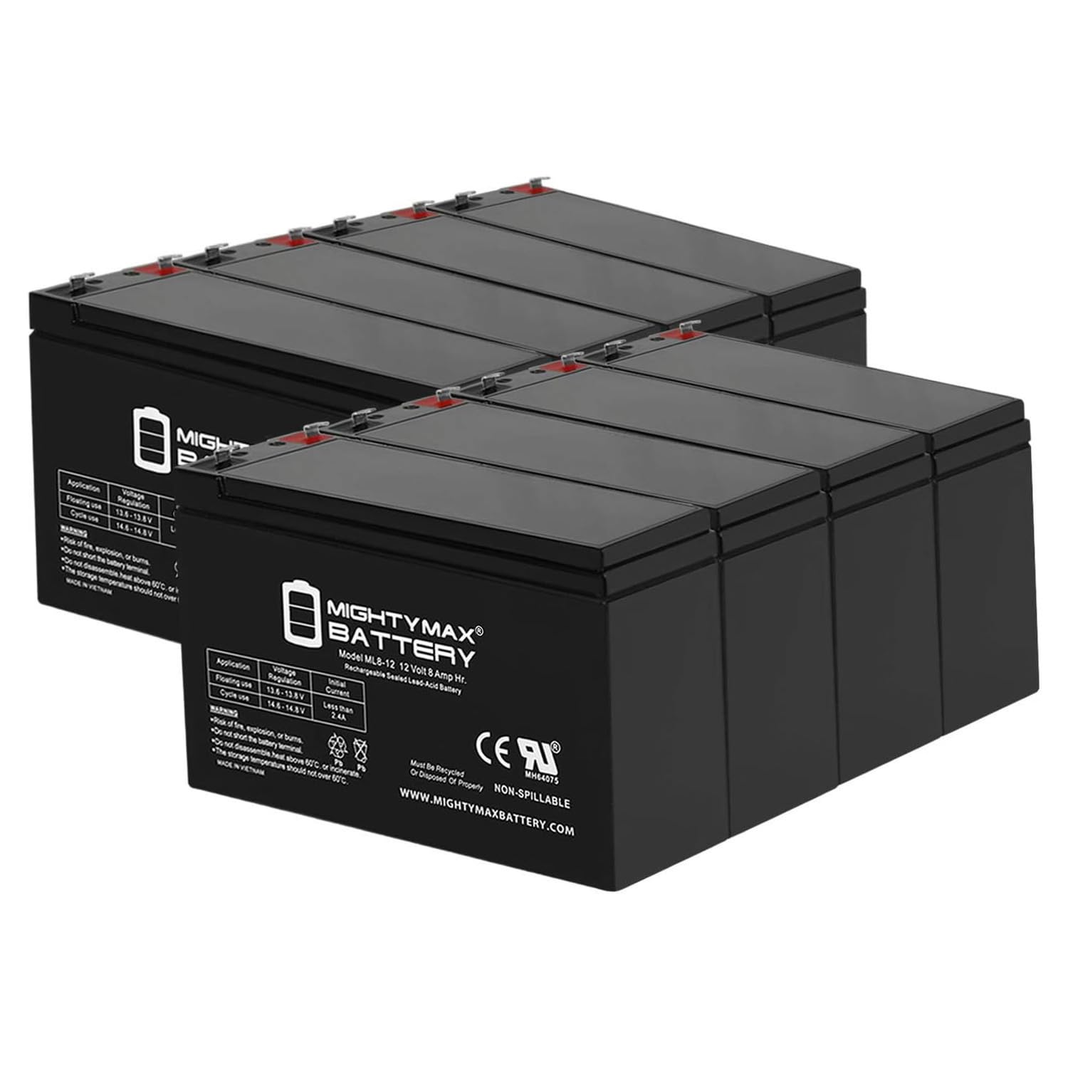 ML8-12 - 12 VOLT 8 AH SLA BATTERY - PACK OF 8