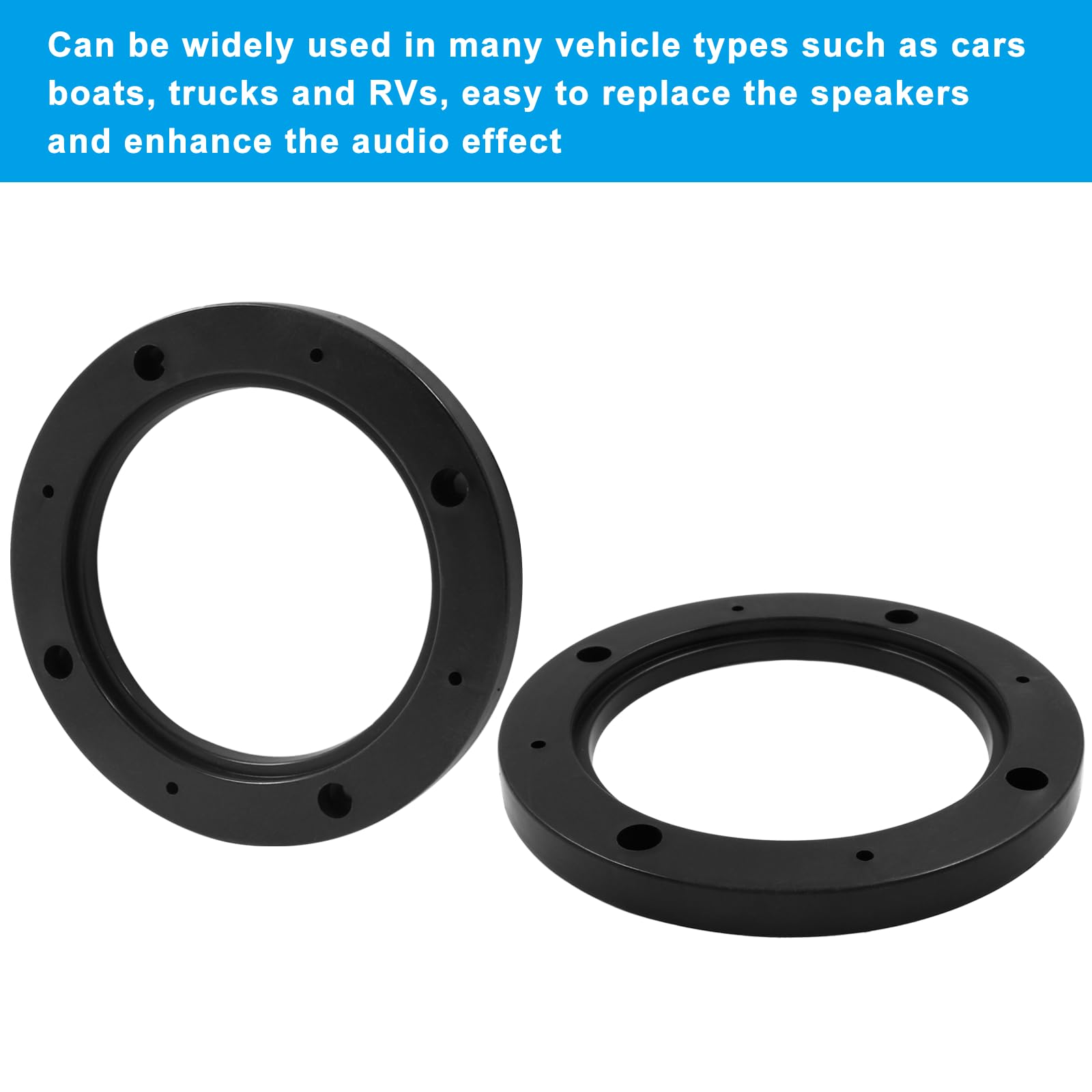Bokwin 2 Pcs Universal Fit Car Speaker Spacer 4 Inch Adaptor Ring Mounting Bracket Plastic Car Stereo Speakers Spacer(Black)