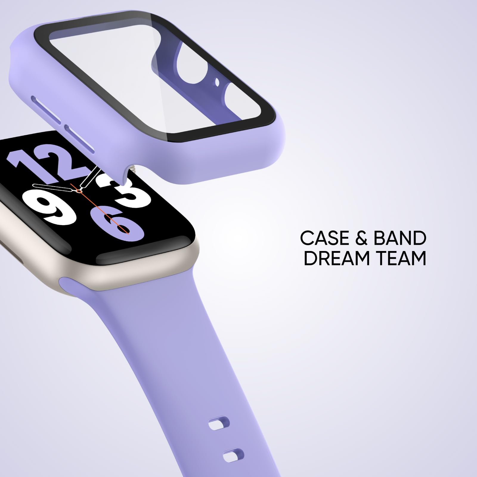 Adorique 3 In 1 For Apple Watch Band 46Mm With Case & Screen Protector, Silicone Sport Band And Protective Cover With 9H Tempe G