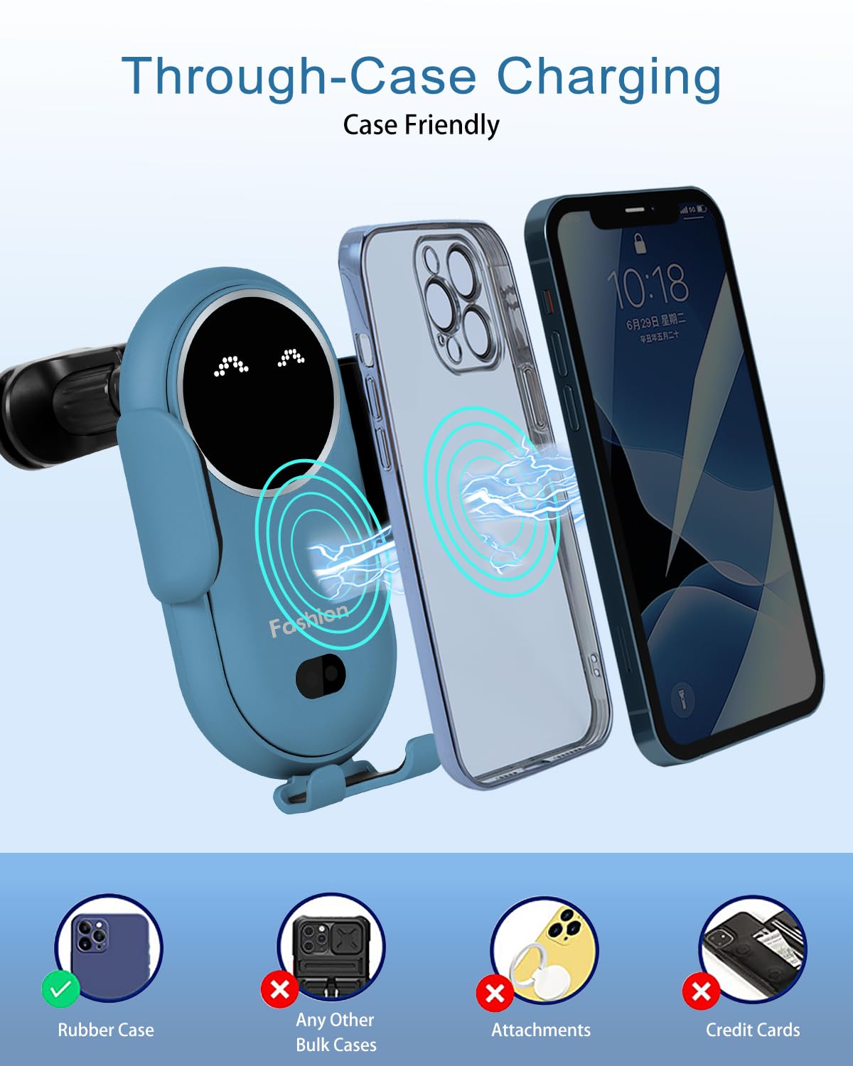 Wireless Car Charger, Phone Mount For Car Wireless Charger Smart Sensor Air Vent, Automatic Clamping Phone Holder Compatible Wit