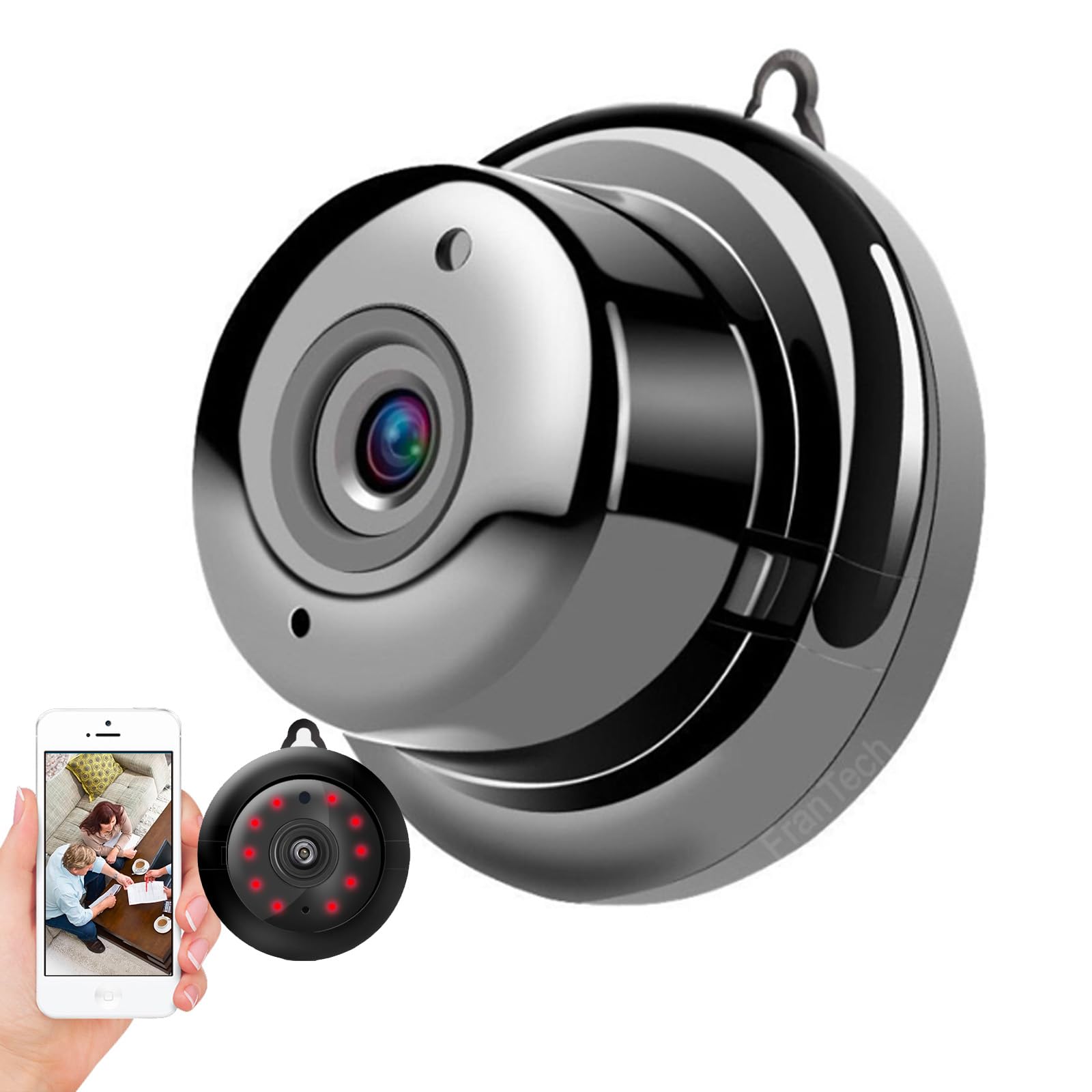 Q&F Tech V380Pro Mini WiFi Wireless HD Video Camera with Audio for Home Security, Small Smart Dome Camera, Night Vision, Motion 