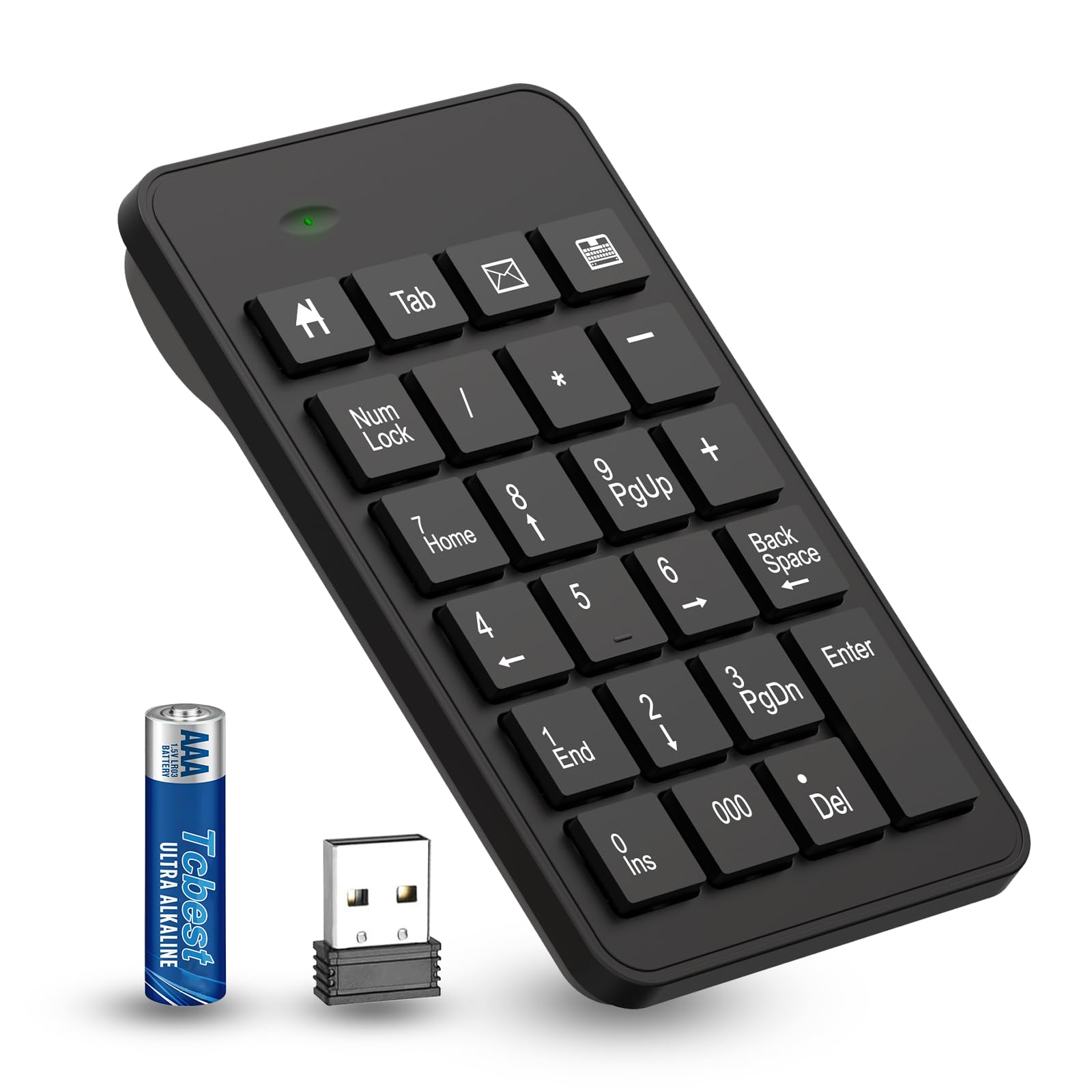 Wireless Number Pad With Battery, Enhanced Efficiency With 23 Keys Numeric Keypad Upgraded Version Of 10 Key Usb Keyboard Financ