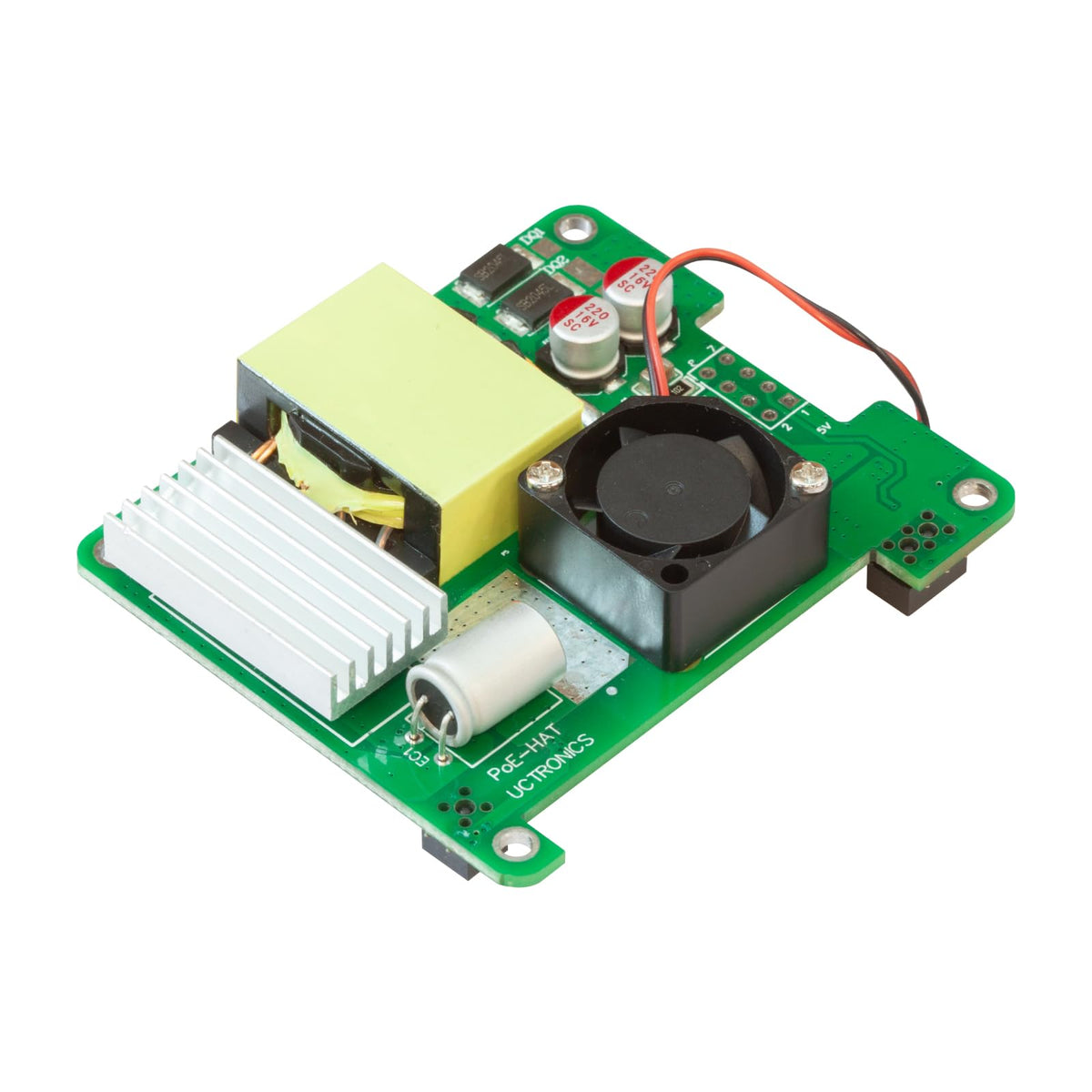 Uctronics Poe+ Hat For Raspberry Pi, 5V 4.5A Max Ieee802.3Af/At Complaint Power Over Ethernet With Cooling Fan For Raspberry Pi 