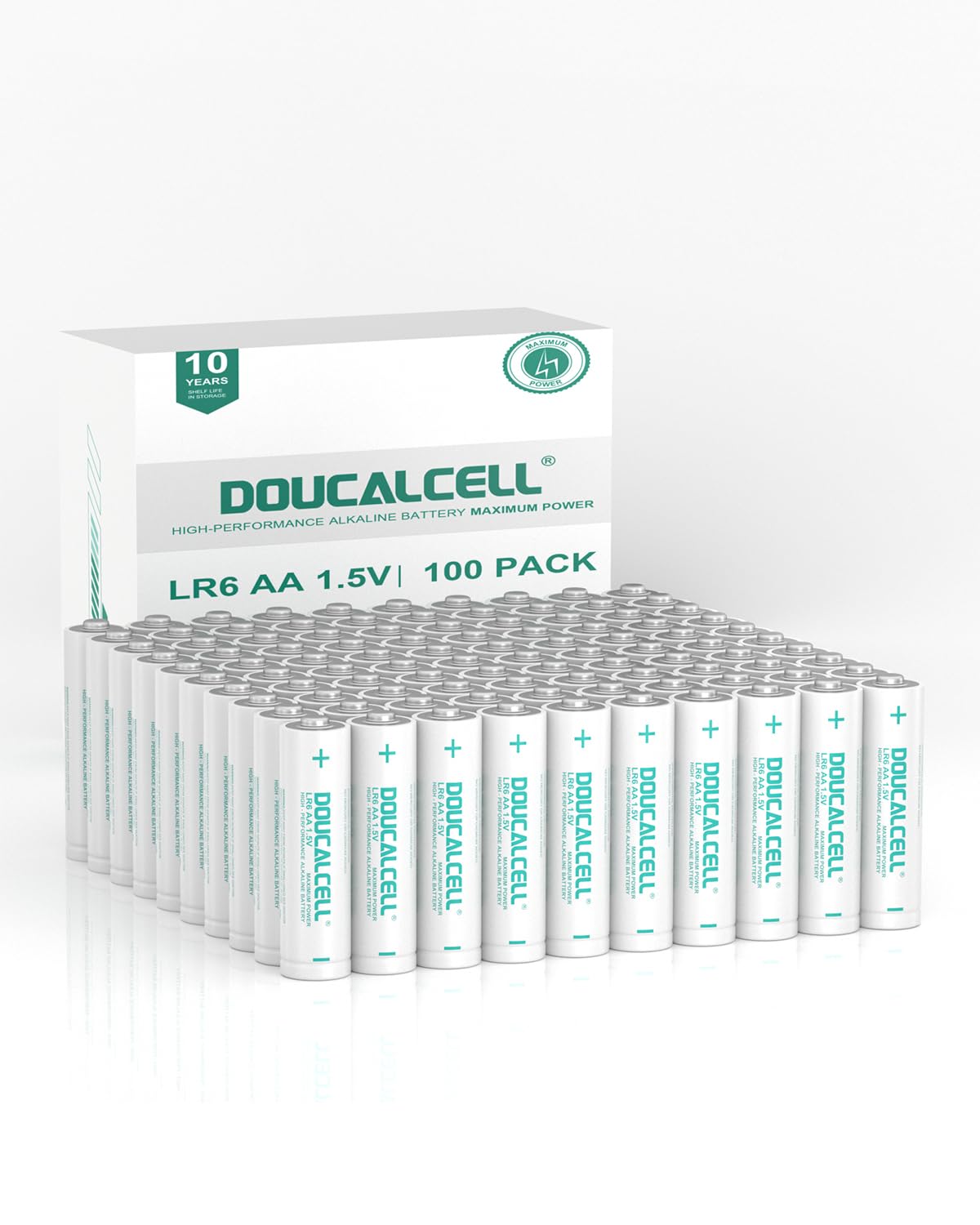 Doucalcell Aa Batteries 100 Pack, Maximum Power Ultra Long Lasting Double Aa Battery, High Performance 1.5 Volt Alkaline Batteri