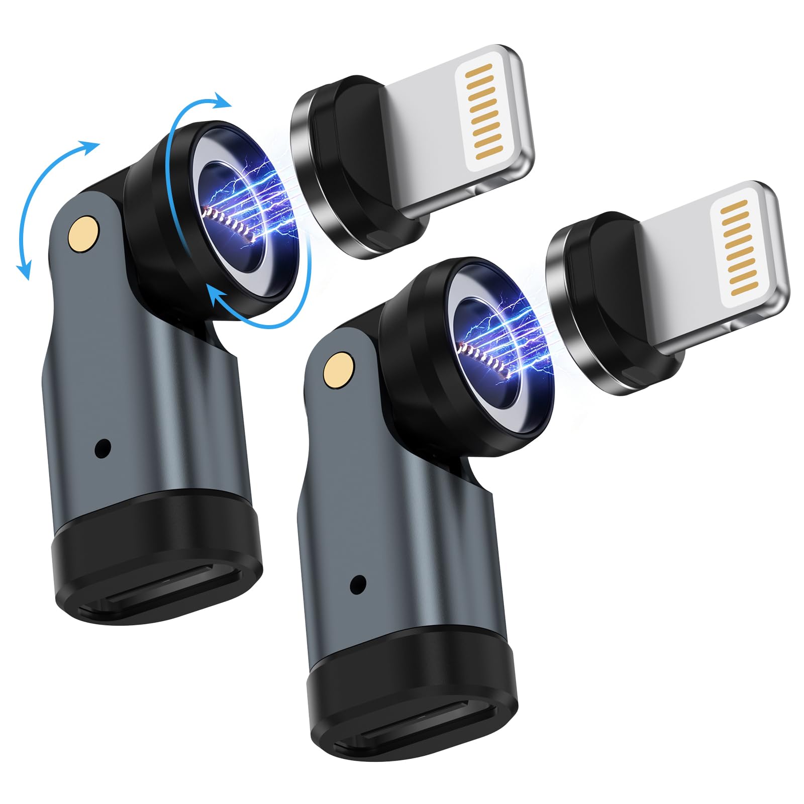 Magnetic USB C to Lightning Adapter, 540 Rotating Fast Charging Connector