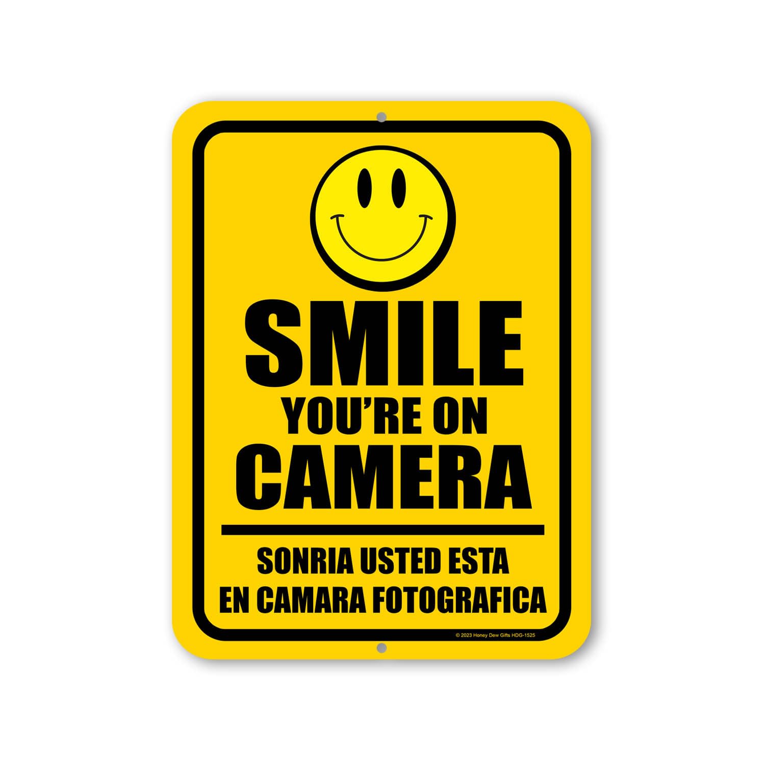 Honey Dew Gifts, Smile You'Re On Camera, 9 Inch By 12 Inch, English Espaol Bilingual Signs, Security Sign Spanish, Warning Secur