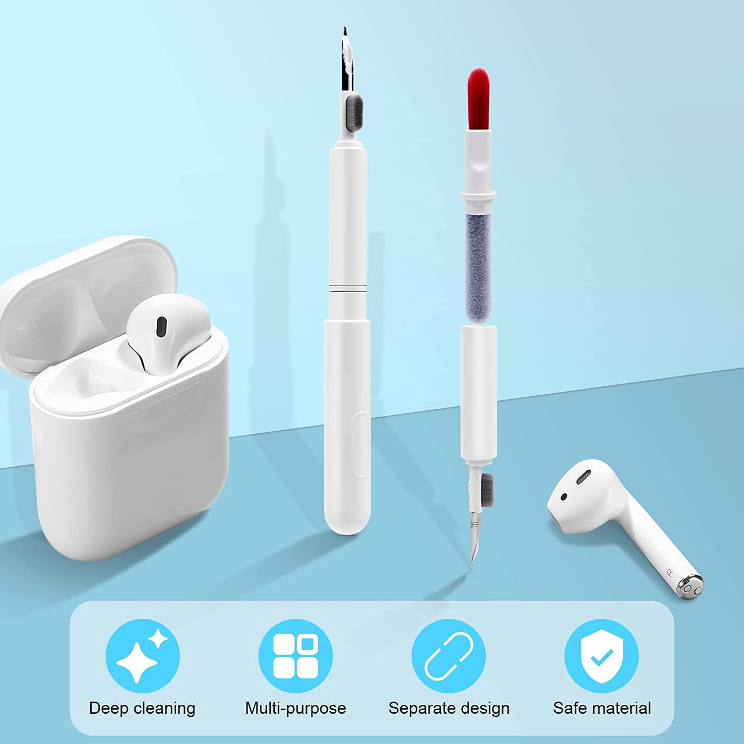 Aomig Bluetooth Earbuds Cleaning Pen,4 In 1 Multifunction Cleaner Kit With Soft Brush For Wireless Earphones Bluetooth Headphone