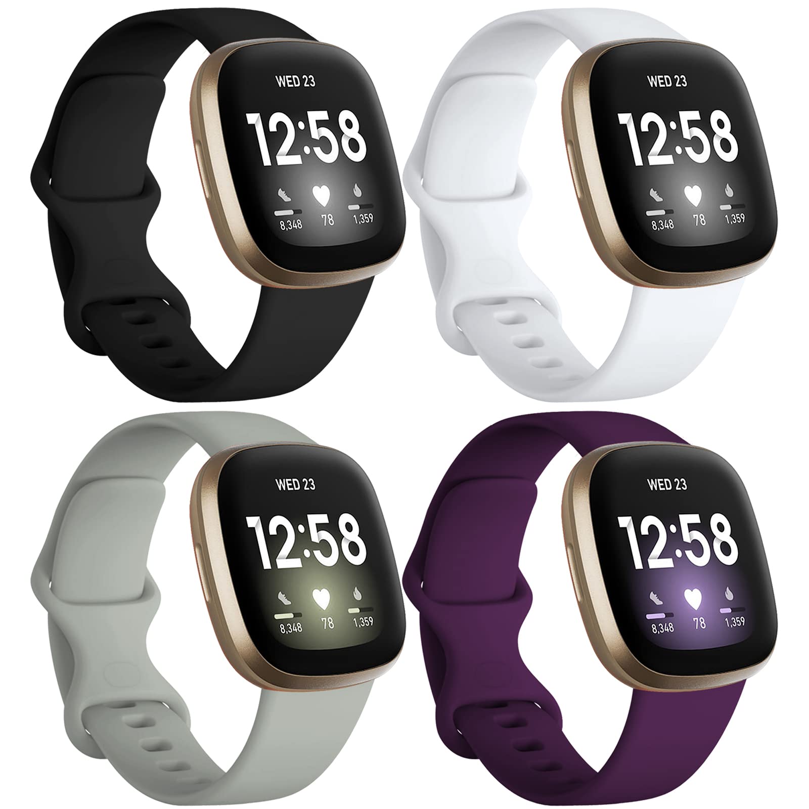 Dirrelo Compatible With Fitbit Versa 3/4 Sense 2 Bands For Women, Soft Replacement Sport Strap Band For Smart Watch (Small, Blac