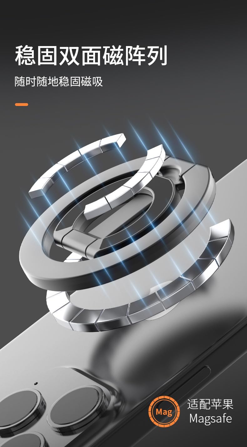 Magnetic Ring Holder For Magsafe Dual-Side Magnetic, Removable Gym Phone Grip With Kickstand For Iphone 16/15/14/13/12/ Series M