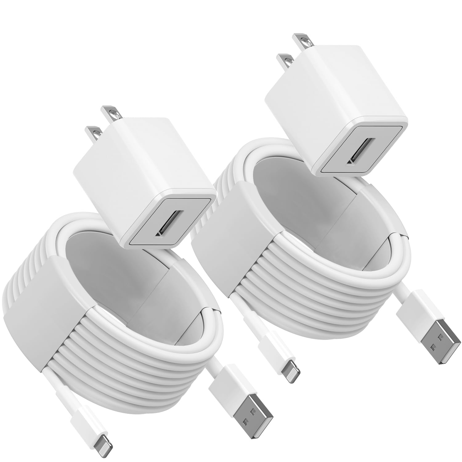Quigg 10Ft Iphone Charger [Mfi Certified] 2Pack Iphone Lightning To Usb Cable With Usb Wall Chargers Block Travel Plug Adapter F