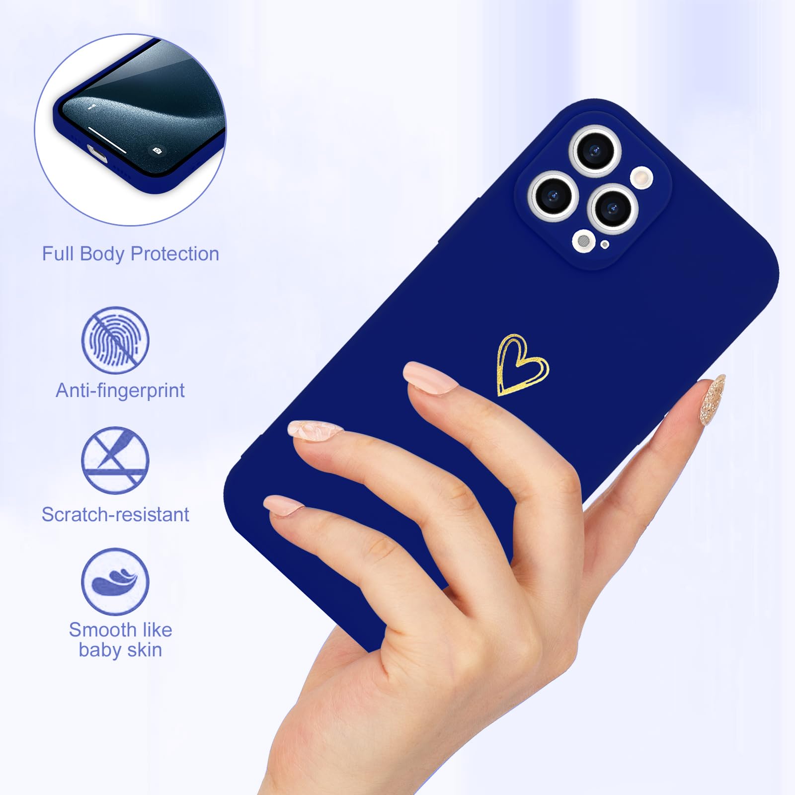 Wirvyuer For Iphone 14 Pro Case Cute Heart Pattern Soft Shockproof Slim Protective Silicone Phone Case Cover For Women Girls, Kl