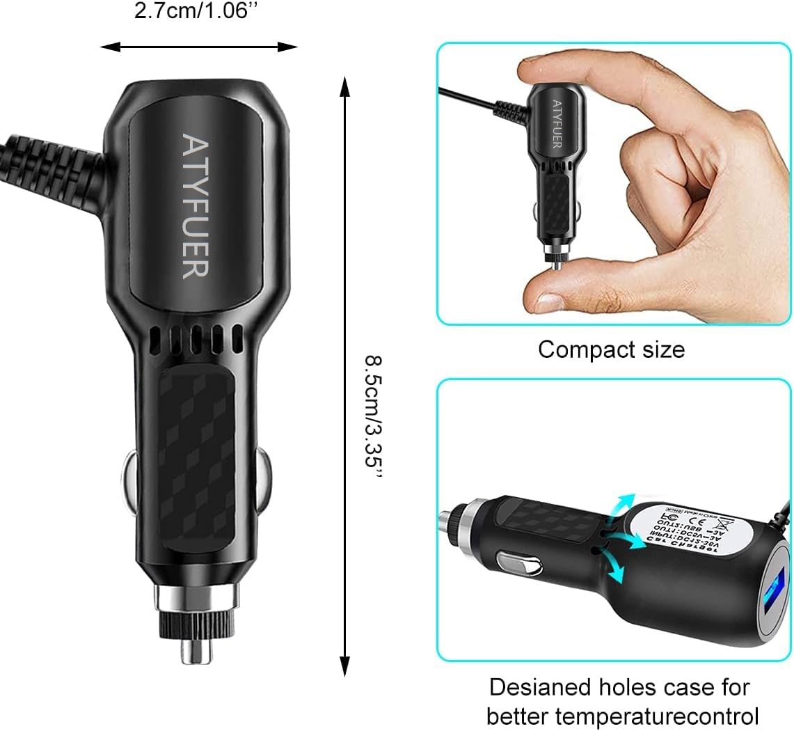 Atyfuer Dash Cam Charger Cable, 11.5Ft Mini Usb For 12V 24V Cars & Trucks, 3 In 1 Charging For Dash Cam, Gps Navigator, Mobile P