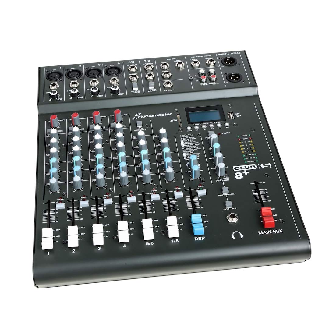Studiomaster Club XS+ 8 Channel Mixer DSP USB MP3 Black – Electroeshop