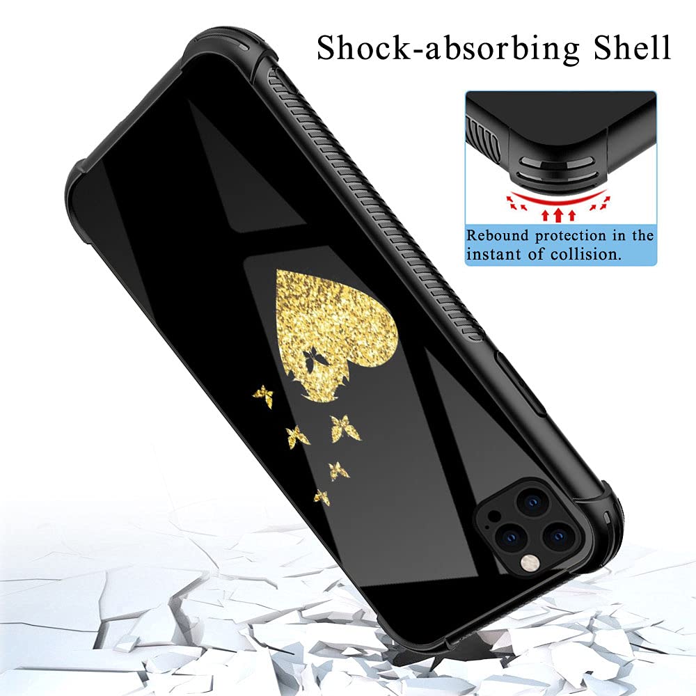 ZHEGAILIAN Phone Case Compatible with iPhone 13 Mini, Golden Love Butterfly, Shockproof TPU Acrylic with Reinforced Corners