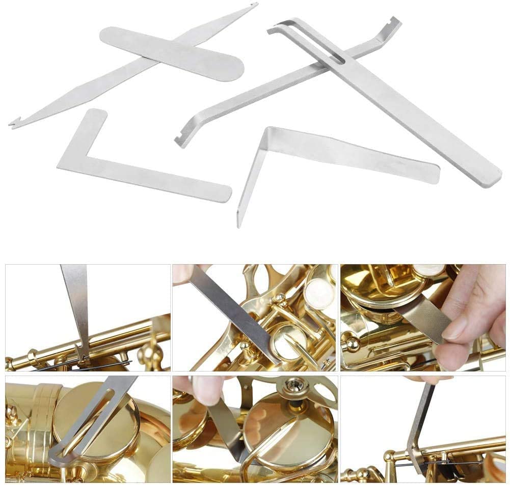 Jiayouy 26Pcs Sax Repair Tool Kit Include Led Leak Light & Spring Hook & Key Indentation Clip & Leveling Pad & Spring Pliers Rep