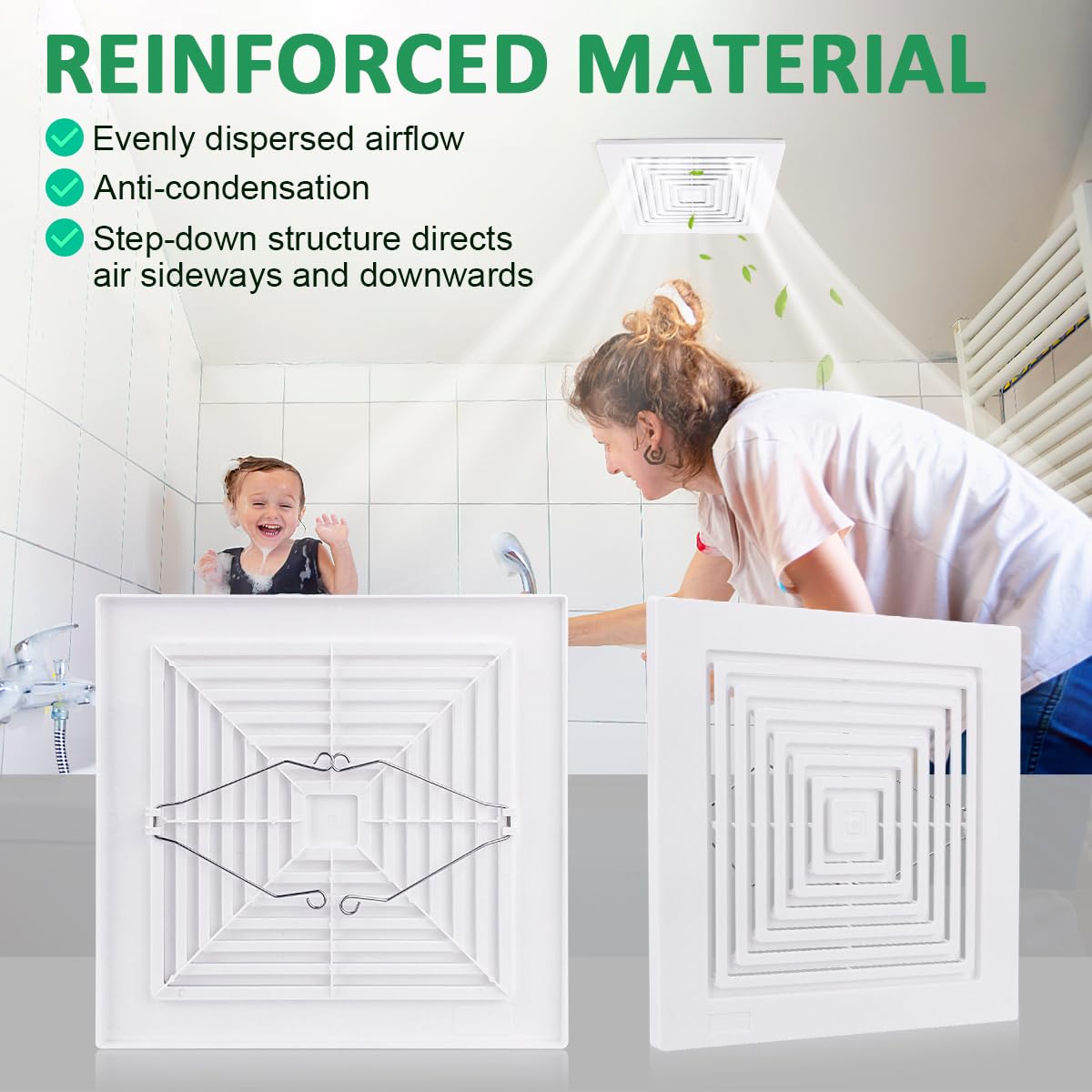 Wkzo 97011723 Bathroom Ceiling Fan Grille With Springs Replacement Parts For Square Ceiling Or Wall Mount Exhaust Fan Fits Model