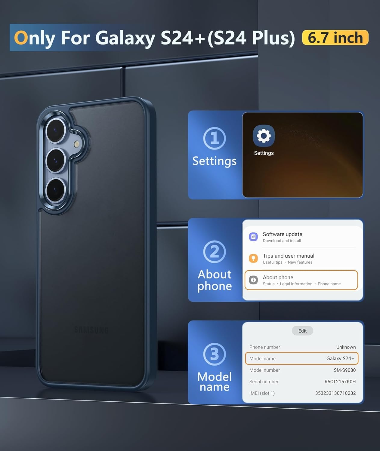 Fntcase For Samsung Galaxy S24 Plus Case: Grade Shockproof Slim Phone Cover, Translucent Matte Back Protective Bumper Rugged Cas