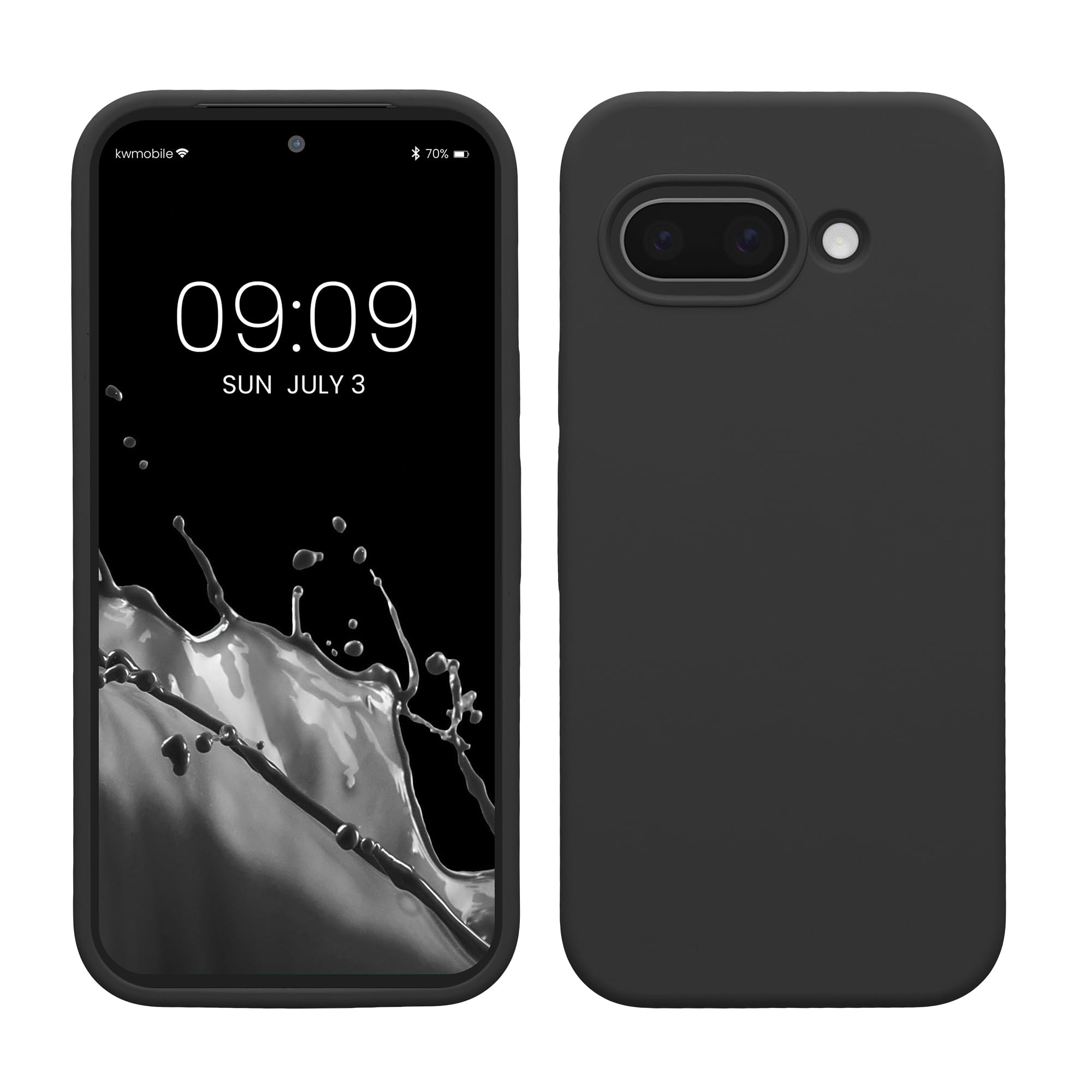 kwmobile Case Compatible with Google Pixel 9a Case - TPU Silicone Phone Cover with Soft Finish - Black Matte