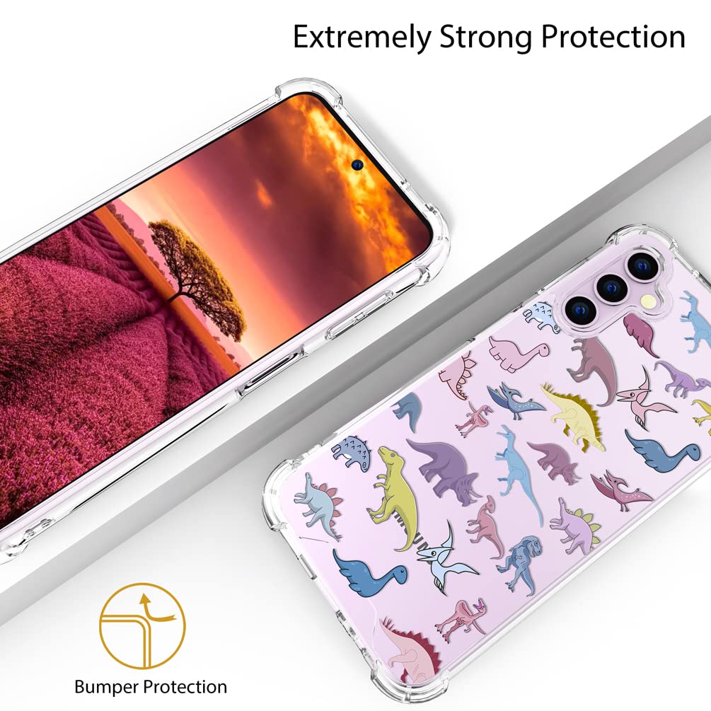 Topgraph Case Cute Dinosaur Clear For Women Girly Designer Girls For Galaxy S23+ Plus, Cute Silicone Transparent Phone Case Dino