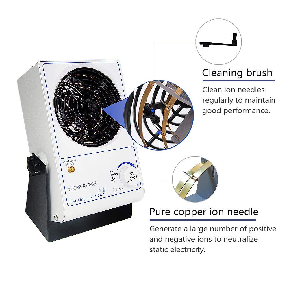 Yuchengtech Ionizing Air Blower Esd Ionizer Fan Static Eliminator Fan Desktop Anti Static Ionizer Fan Electrostatic Discharge Fa