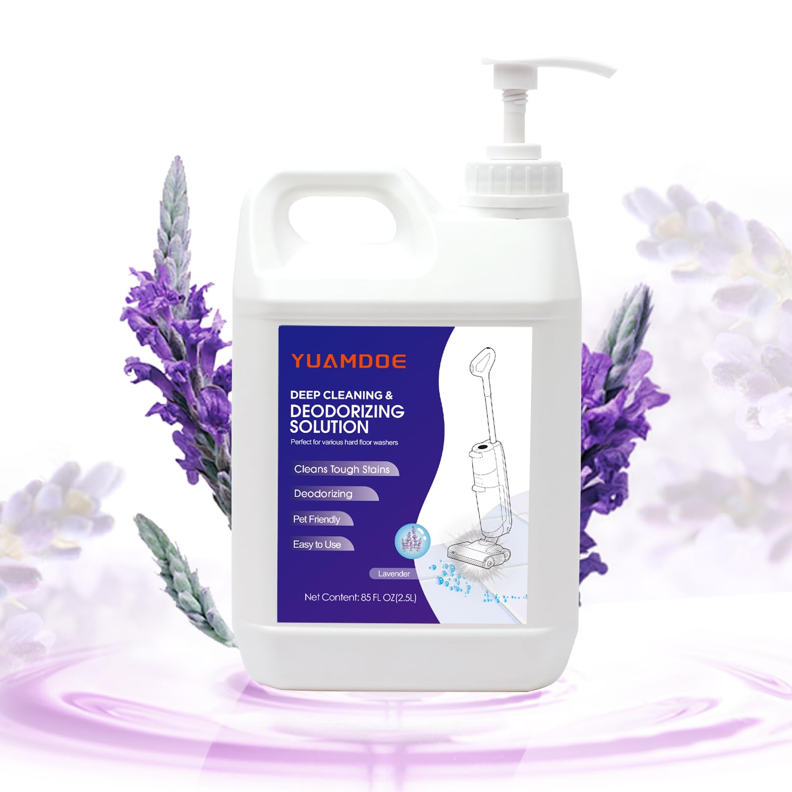 Yuamdoe Deep Cleaning Solution For Floor Washers, 85 Fl Oz(2.5L), Compatible With Tineco Floor One Series& Ifloor Series,Roboroc