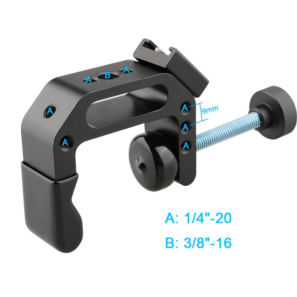 Camvate C Clamp Desktop Mount Holder Stand Articulated With Cold Hot Shoe Mount   1154