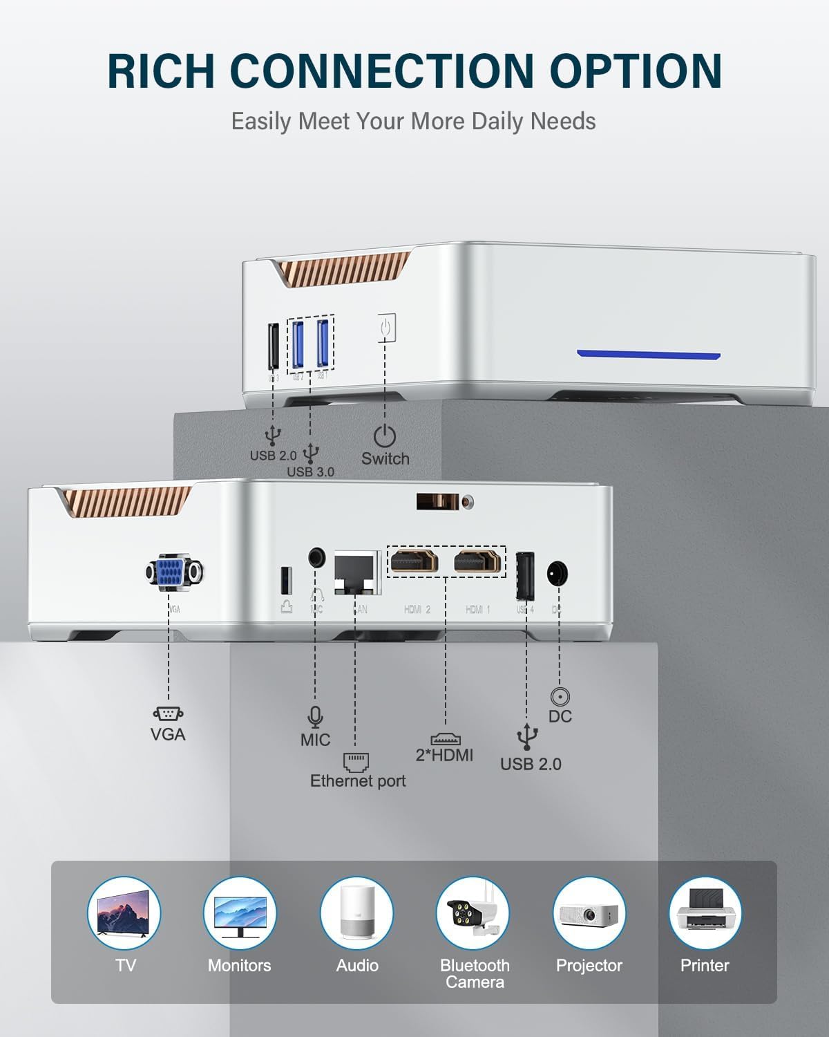 Kamrui Gk3Plus Mini Pc, 12Th Gen Alder Lake  N95(Up To 3.4Ghz), 16Gb Ddr4 Ram 1Tb M.2 Ssd, Mini Computer Support 4K Display/Usb3