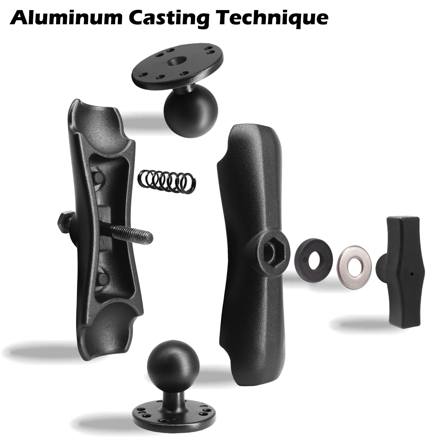 Windfrd Aluminum 1.5'' Double Ball Mount With Two Amps Round Plates, Tablet, Fish Finder Mount, Double Socket Arm With 1.5 Inche