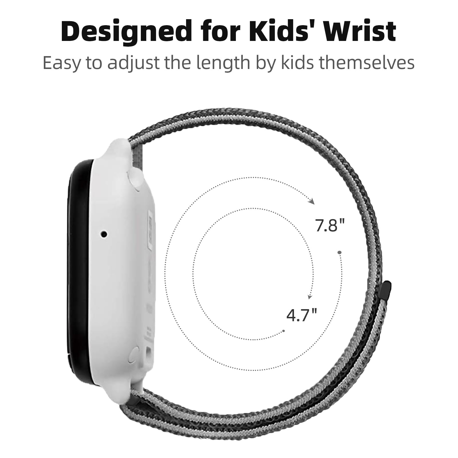 OWKEY Kids Nylon Bands 3 Pack for Gizmo Watch 1/2/3 & Gabb Watch, Pomegranate Red/Pink/Rainbow, Breathable & Washable, Easy Hook &