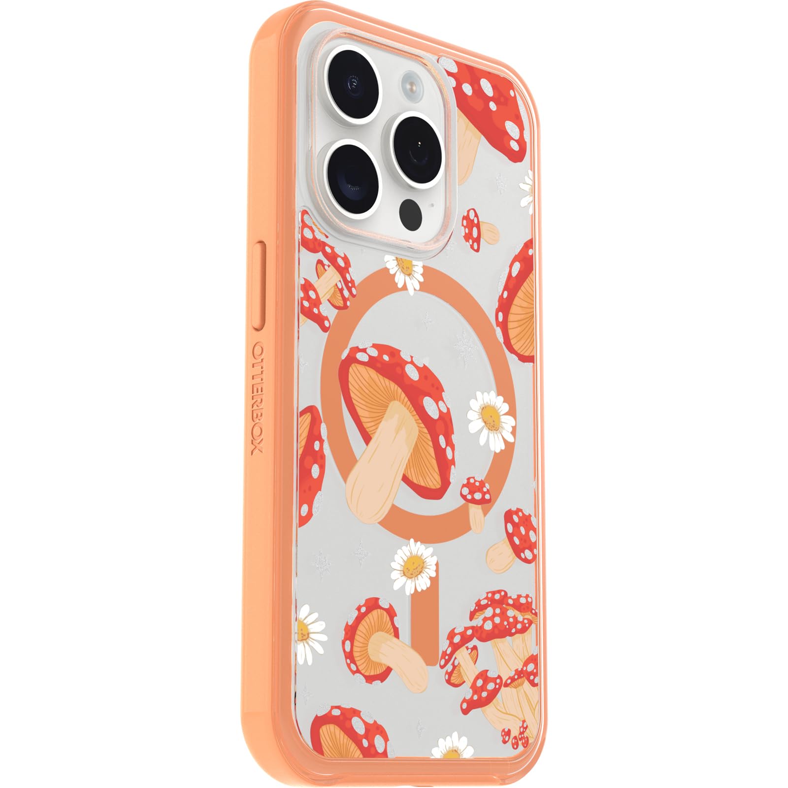 Otterbox Iphone 15 Pro (Only) Symmetry Series Clear Case   Fungi (Orange), Snaps To Magsafe, Ultra Sleek, Raised Edges Protect C