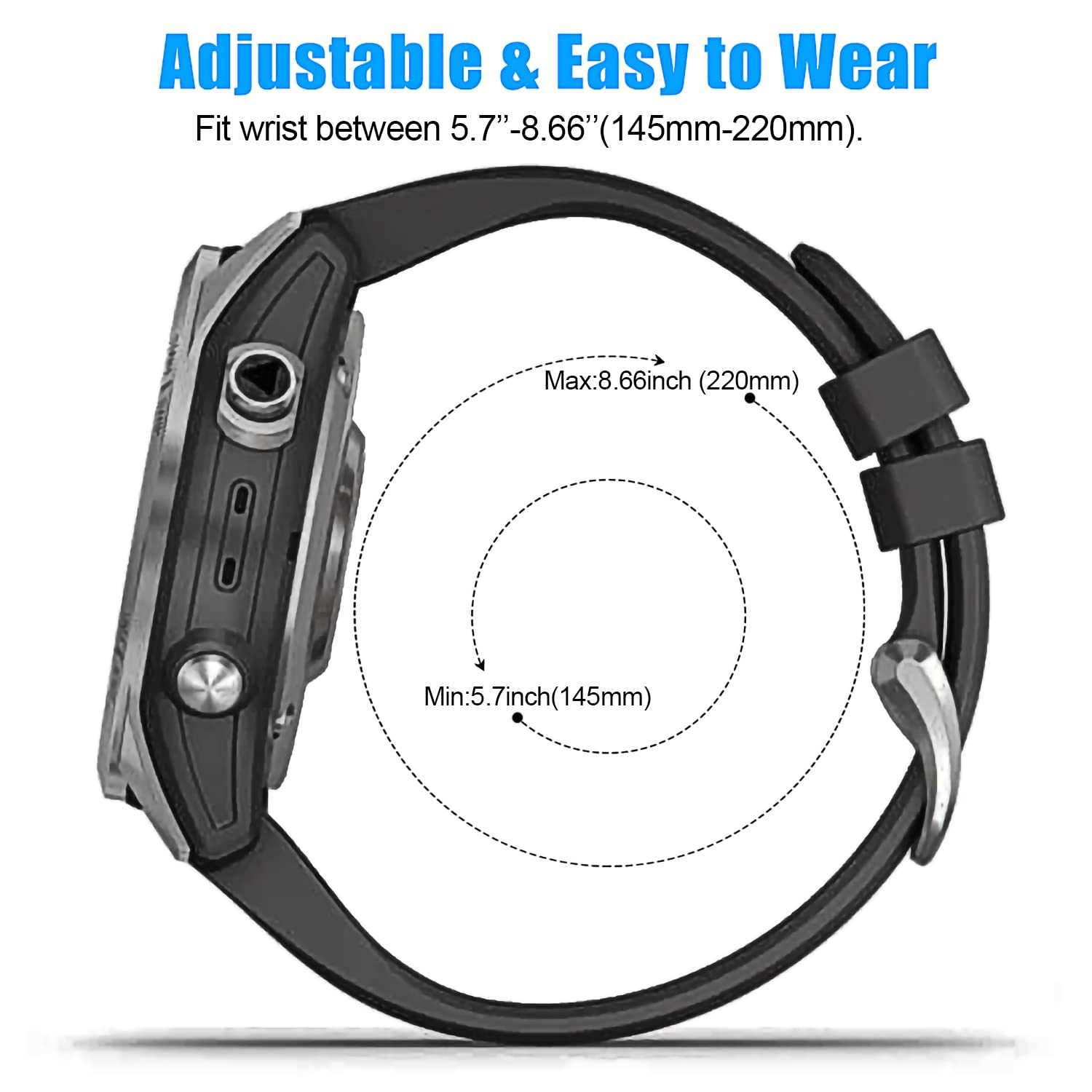 26Mm Compatible With Garmin Fenix 7X Pro Band Replacement,Soft Silicone Strap For Enduro 2 Fenix 7X Tactix 7 Pro Fenix 6X Pro Fe