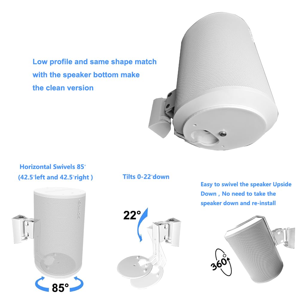 Emaquin Wall Mount Bracket For Sonos Era 100 Speaker (Swivel And Tilt,Sturdy Metal,Enduring Paint Finish,Easy To Intall,Compatib