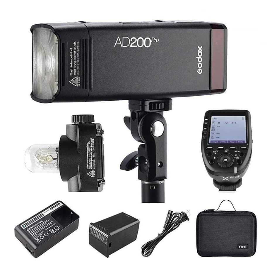 Godox AD200 Pro Strobe Pocket Flash for Nikon Camera - 200W TTL 1/8000s HSS With XPro-N Trigger, 500 Full Power Flashes, Bare Bu