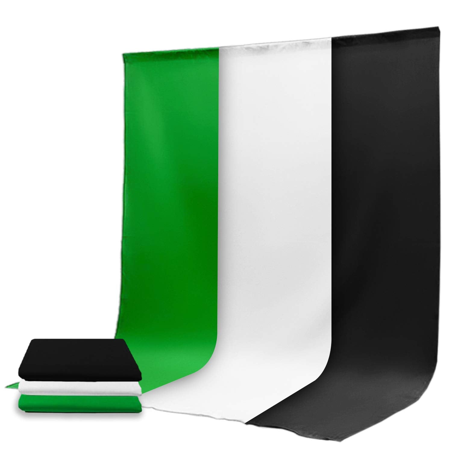 Julius Studio 9 X 13 Ft. White, Black, Green Chromakey Background Backdrop Screen Bundle, Premium High Density > 150Gsm Fabric A