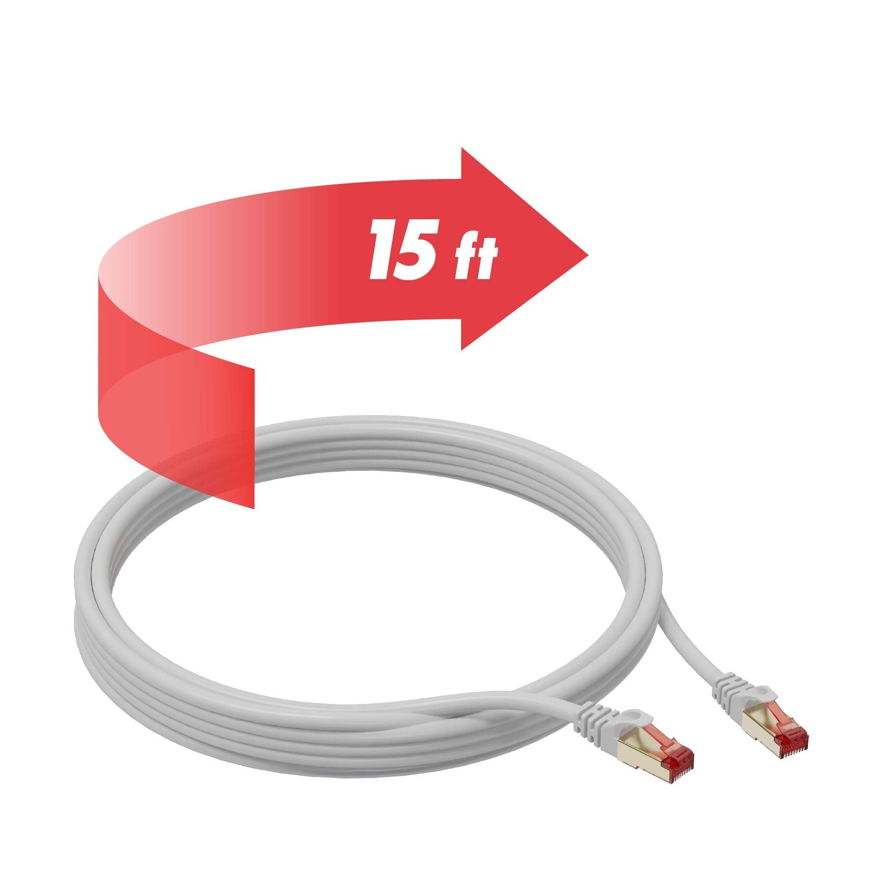 Cat7 Ethernet Cable  15 Ft   Rj45 Connector   Double Shielded Stp   10 Gigabit 600Mhz   Premium High Speed Network Wire Patch Ca