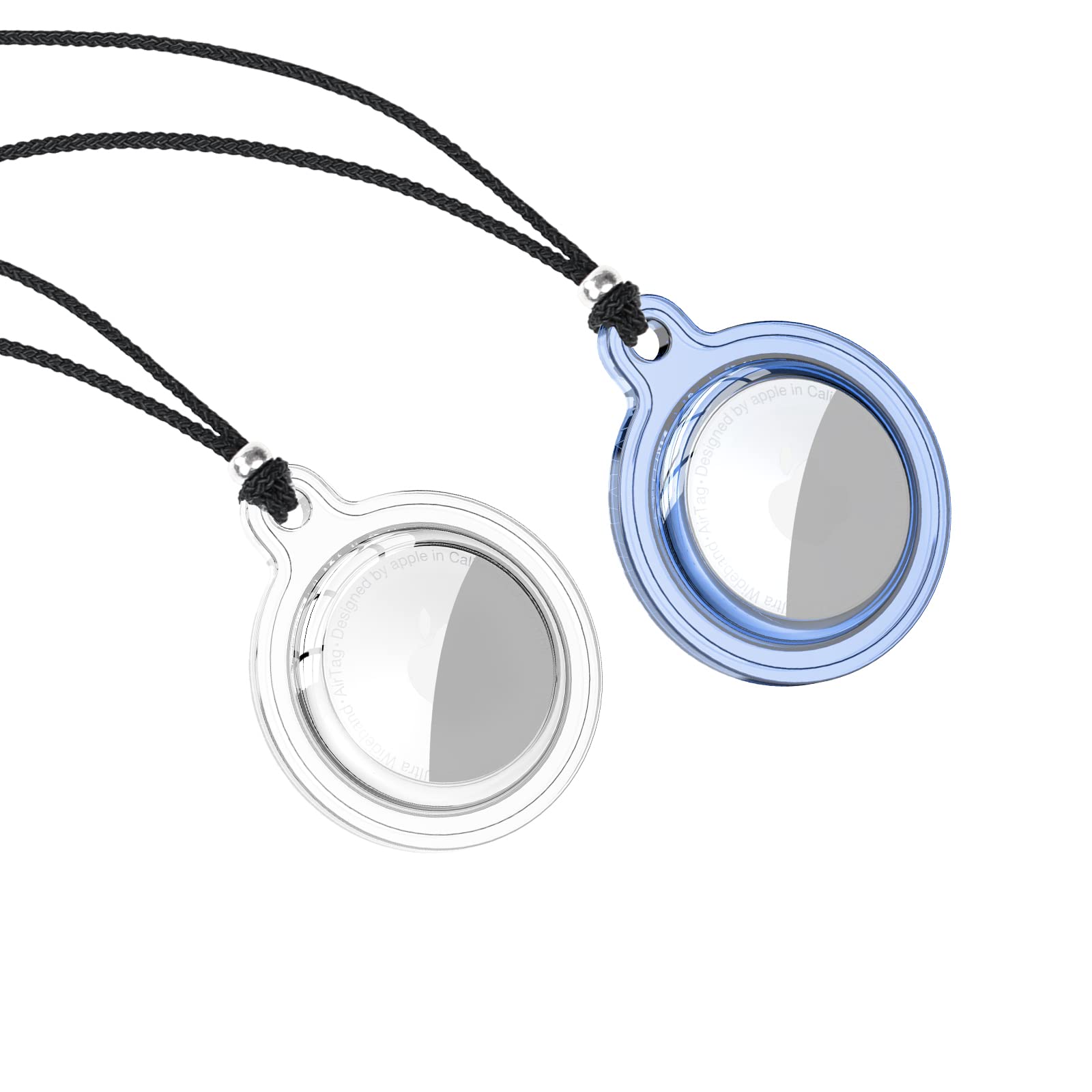 2 Pack Silicone Case For Airtag Necklace Holder   Full Screen Protector, Waterproof, Adjustable Length, Removable Pendant Design