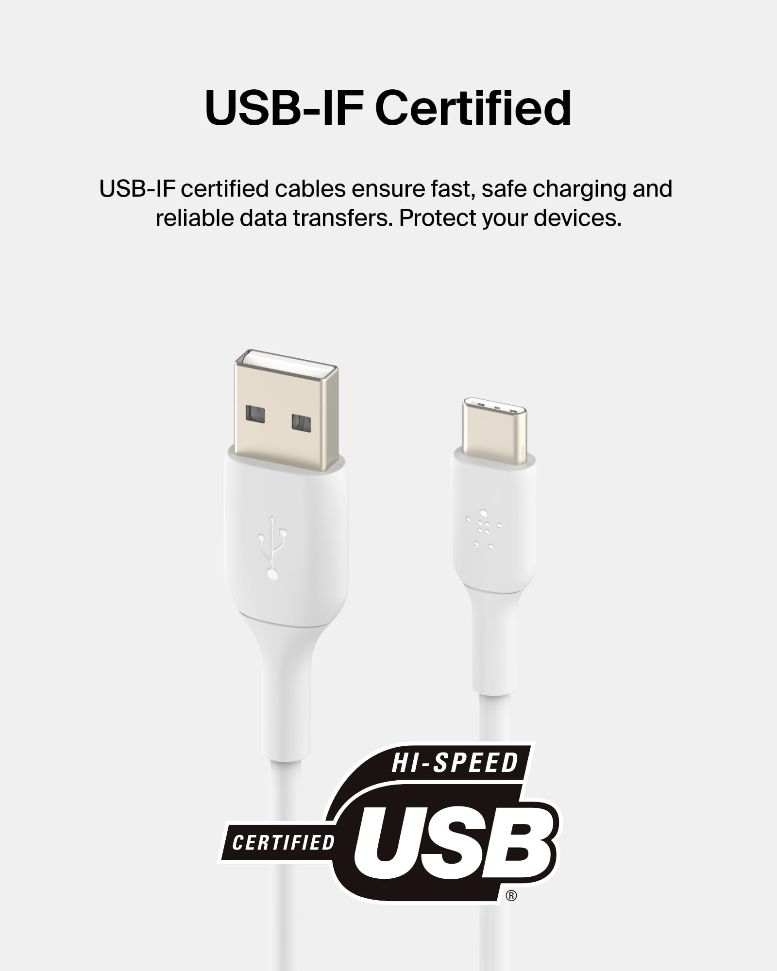 Belkin BoostCharge USB C Cable (1M/3.3ft), USB C to USB A Cable, USB Type C Cable for iPhone 16 Series, Samsung Galaxy S25, S25+, Pixel 8, iPad Pro, Nintendo Switch, Carplay, & More   White (2 Pack)