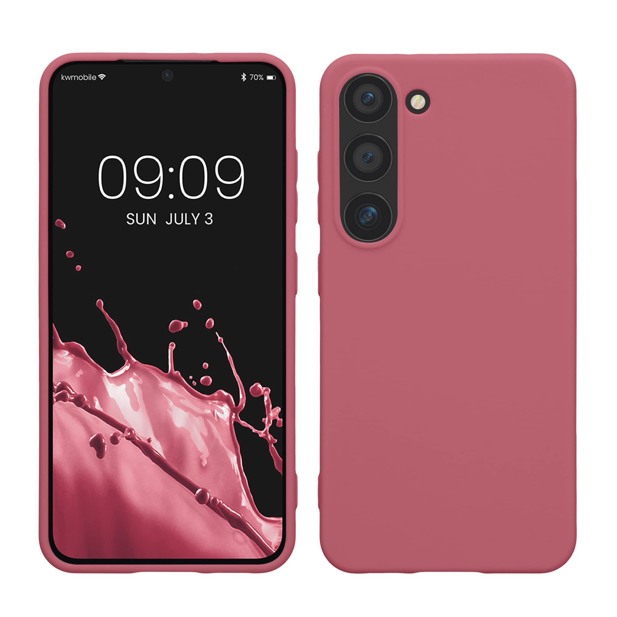 kwmobile Case Compatible with Samsung Galaxy S23 Case - Soft Slim Protective TPU Silicone Cover - Dark Rose
