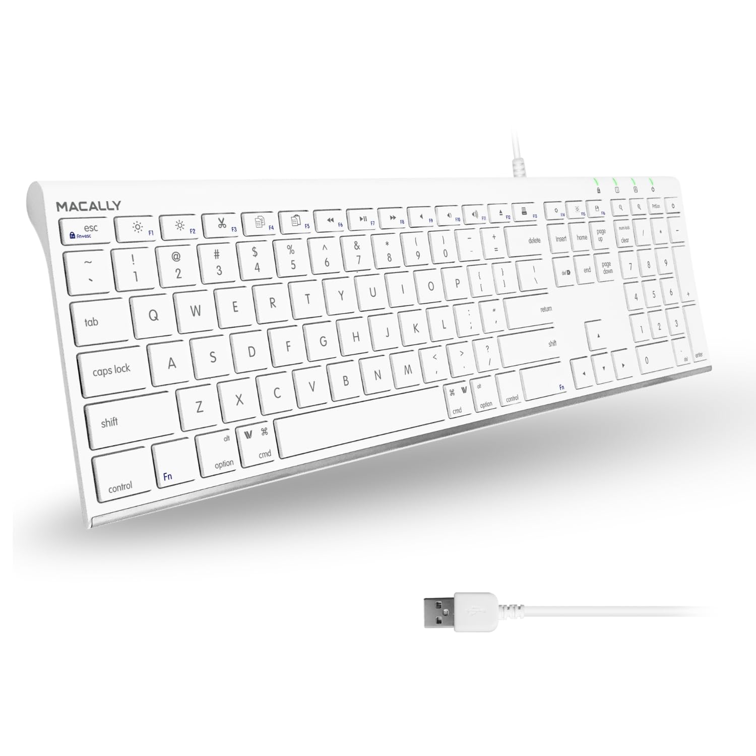Macally Slim USB Wired Keyboard for Mac and Windows  Simple and Sophisticated  USB Apple Keyboard with Numeric Keypad for Mac 