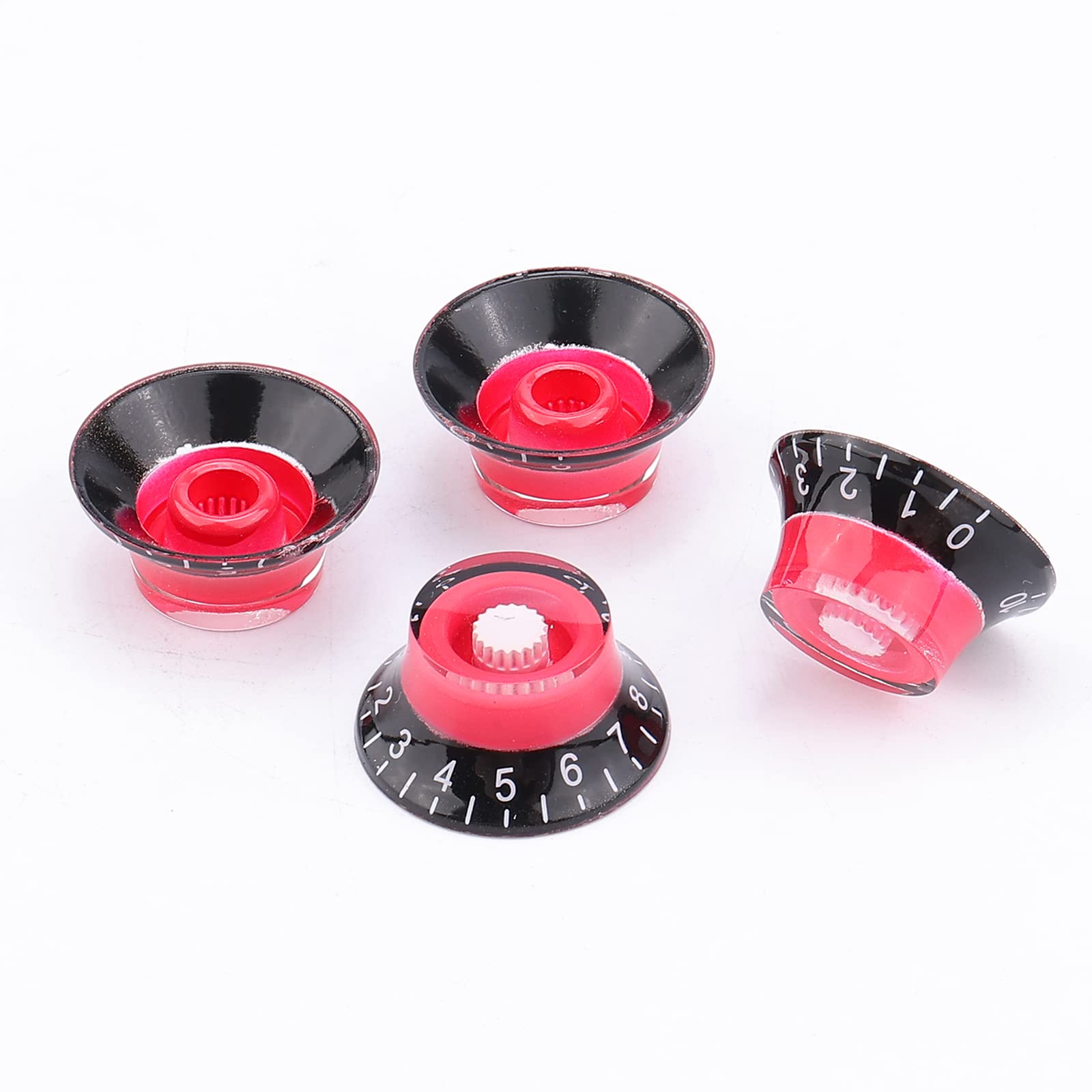 Swhmc Guitar Speed Dial Knobs Control Knobs For Les Paul Lp Guitar Pack Of 4, Black And Red
