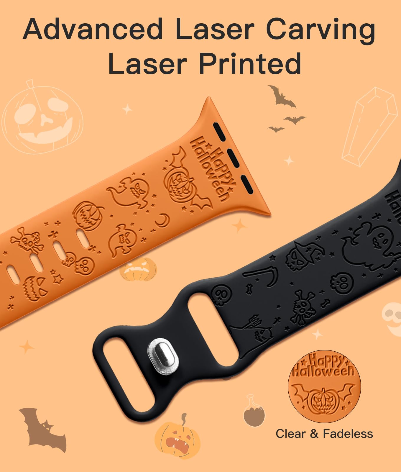 Odbeai Halloween For Apple Watch Band 40Mm 41Mm 38Mm 42Mm 44Mm 45Mm 49Mm For Women Girl, Cute Engrave Holiday Festival Soft Sili