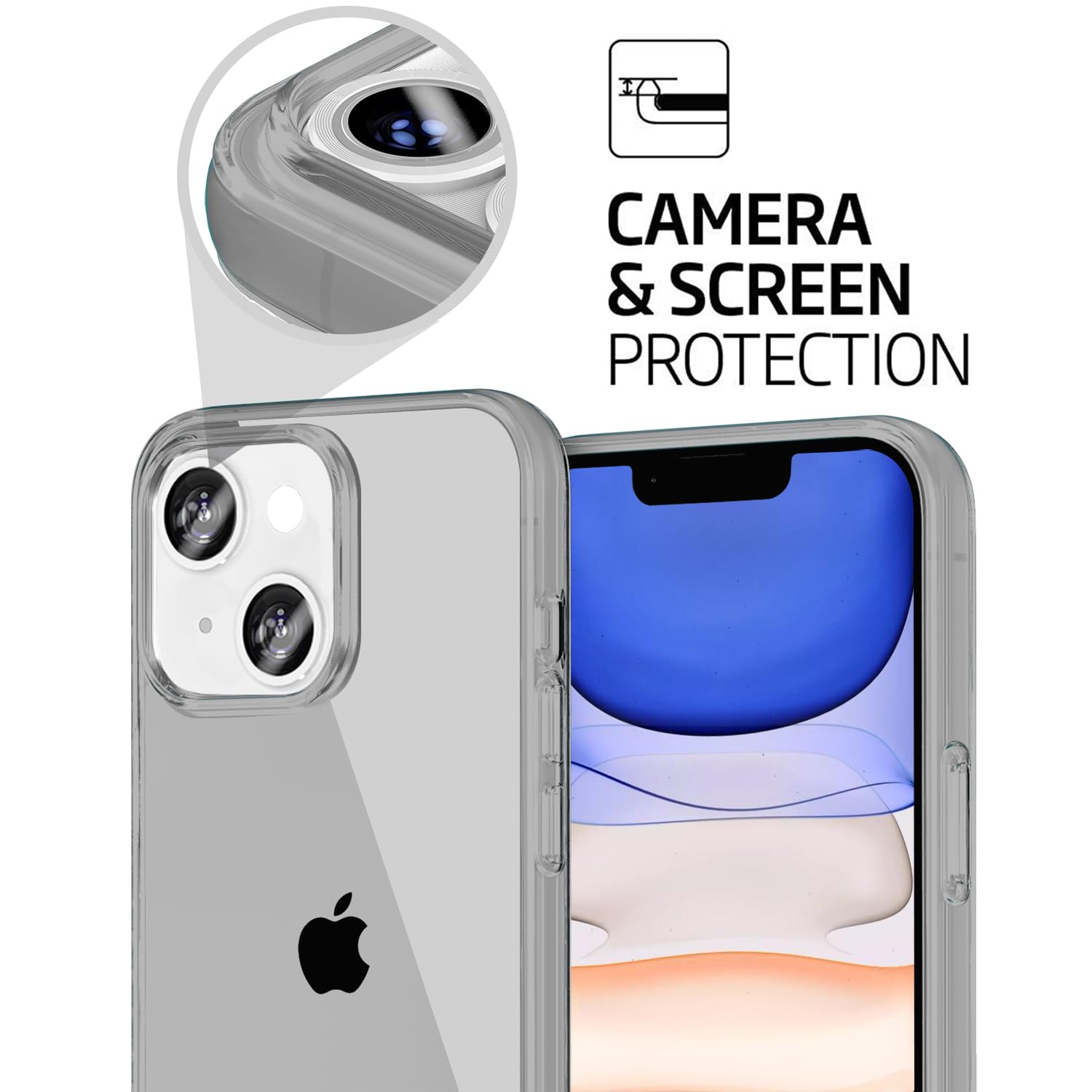 Tenoc Phone Case Compatible With Iphone 11, Gray Case Clear Shockproof Protective Bumper Slim Cover For 6.1 Inch