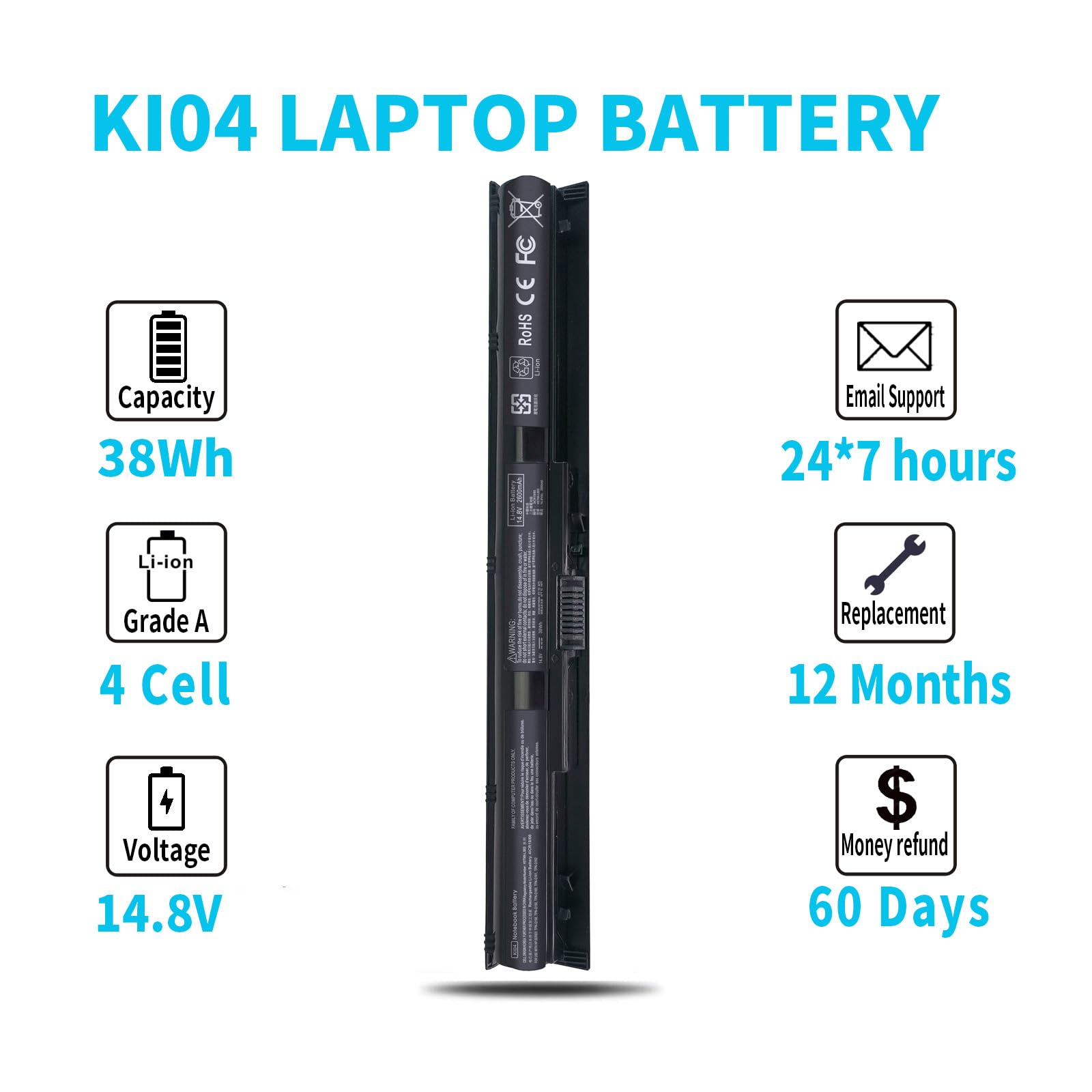 800049 001 Ki04 K104 Battery For Hp Pavilion 17 G 17T S 15 Ab 15T Ab 15 An 15 Ab223Cl 15 Ab243Cl 15 Ab247Cl 17T S100 17 G119Dx 1