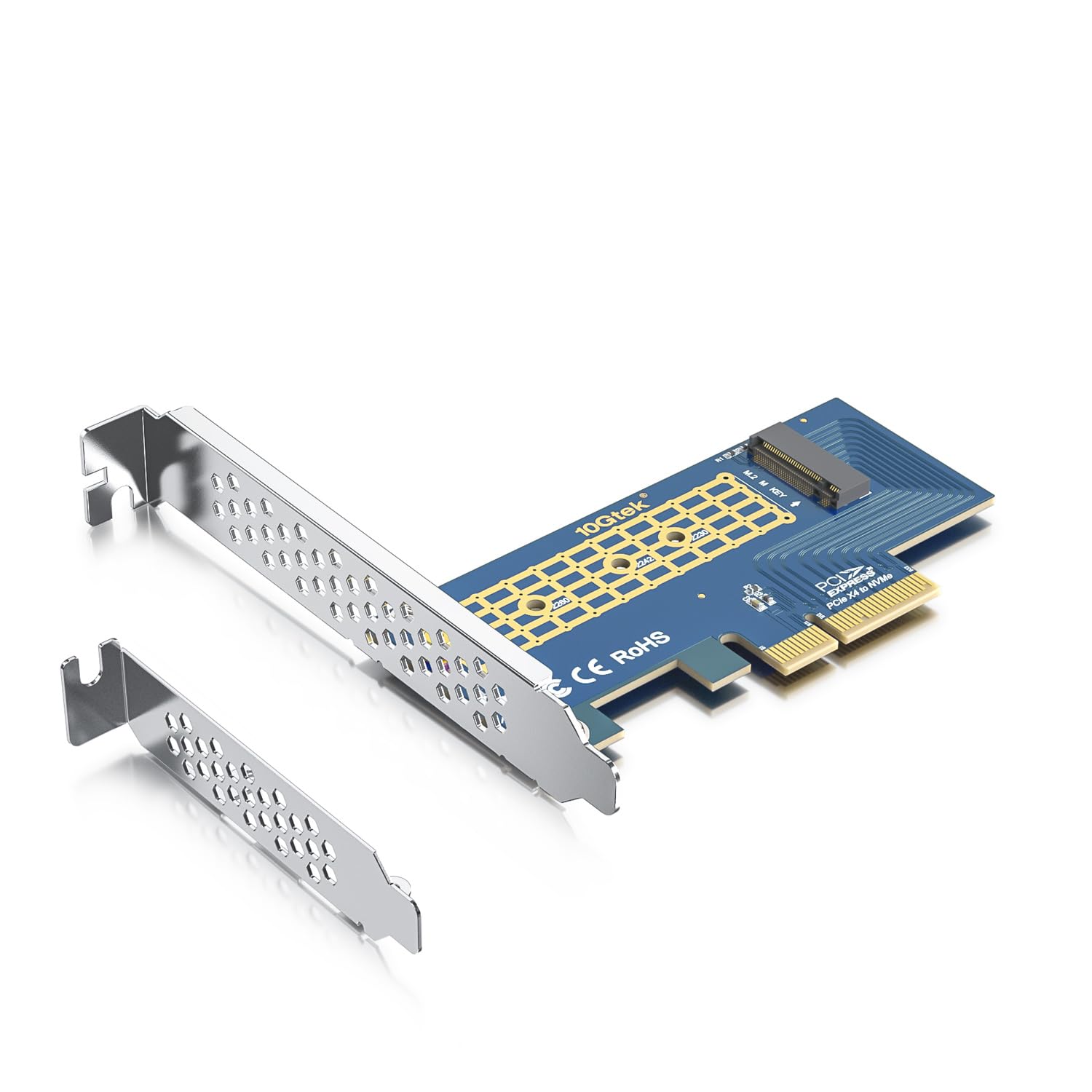 10Gtek M.2 Nvme Pcie 3.0 X4/X8/X16 Adapter Card, M Key Ssd Support, For Desktop & Server