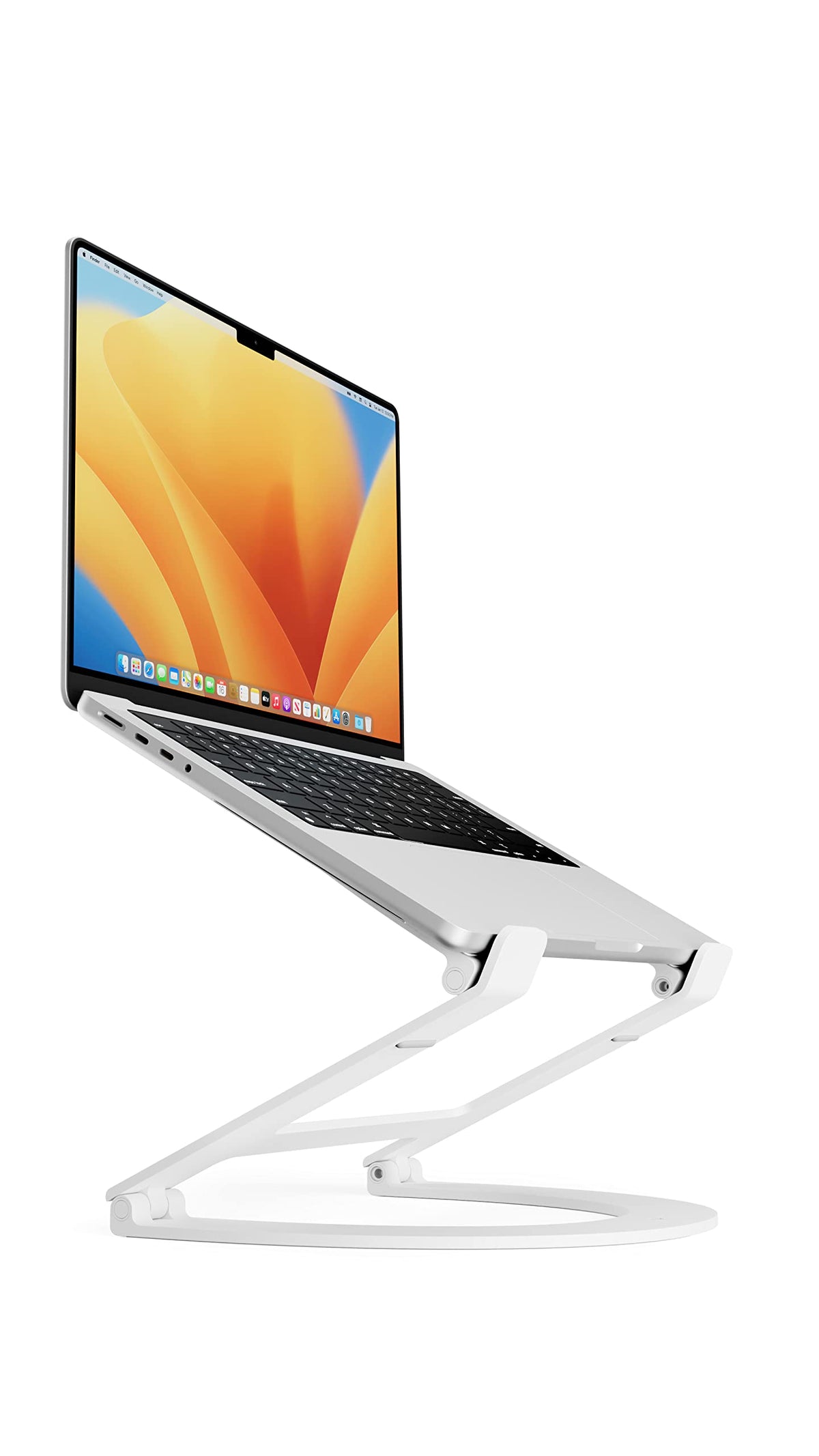 Twelve South Curve Flex | Ergonomic Height & Angle Adjustable Aluminum Laptop/MacBook Stand/Riser, fits 10'-17', folds flat for portability -travel pouch included, matte white